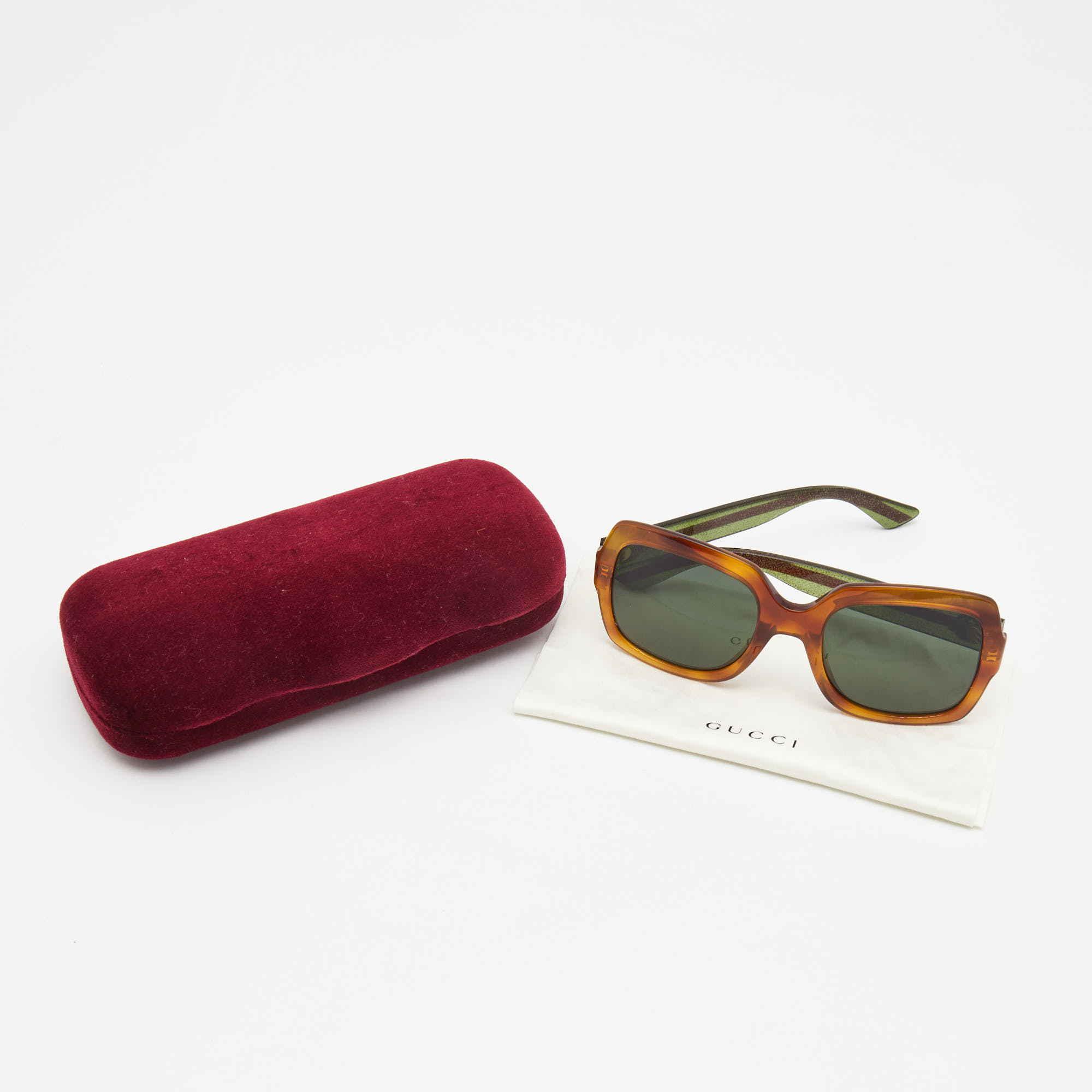 Gucci Brown/Green GG0036S Interlocking G Square Sunglasses