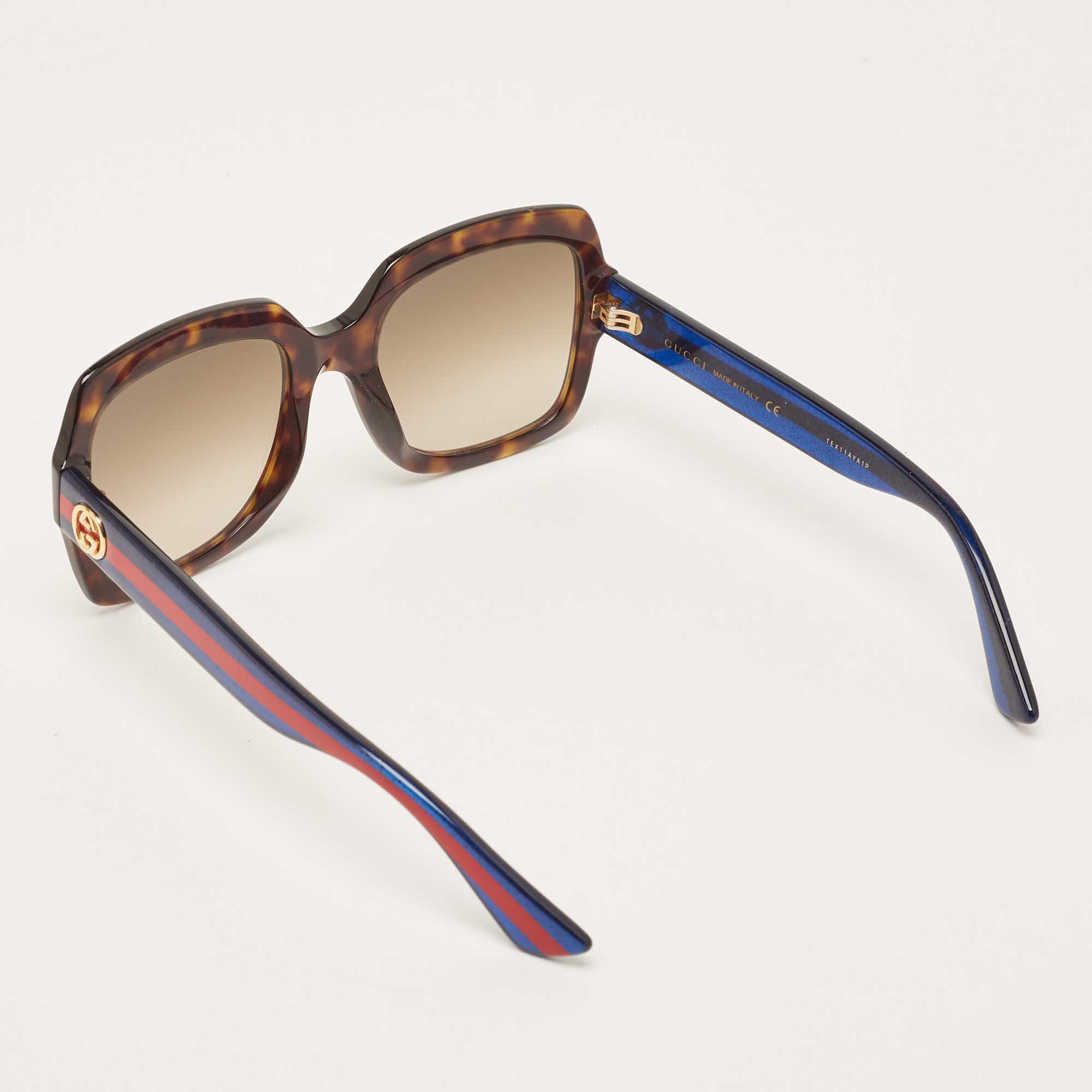 Gucci Brown Tortoise Gradient GG 0036S Square Sunglasses