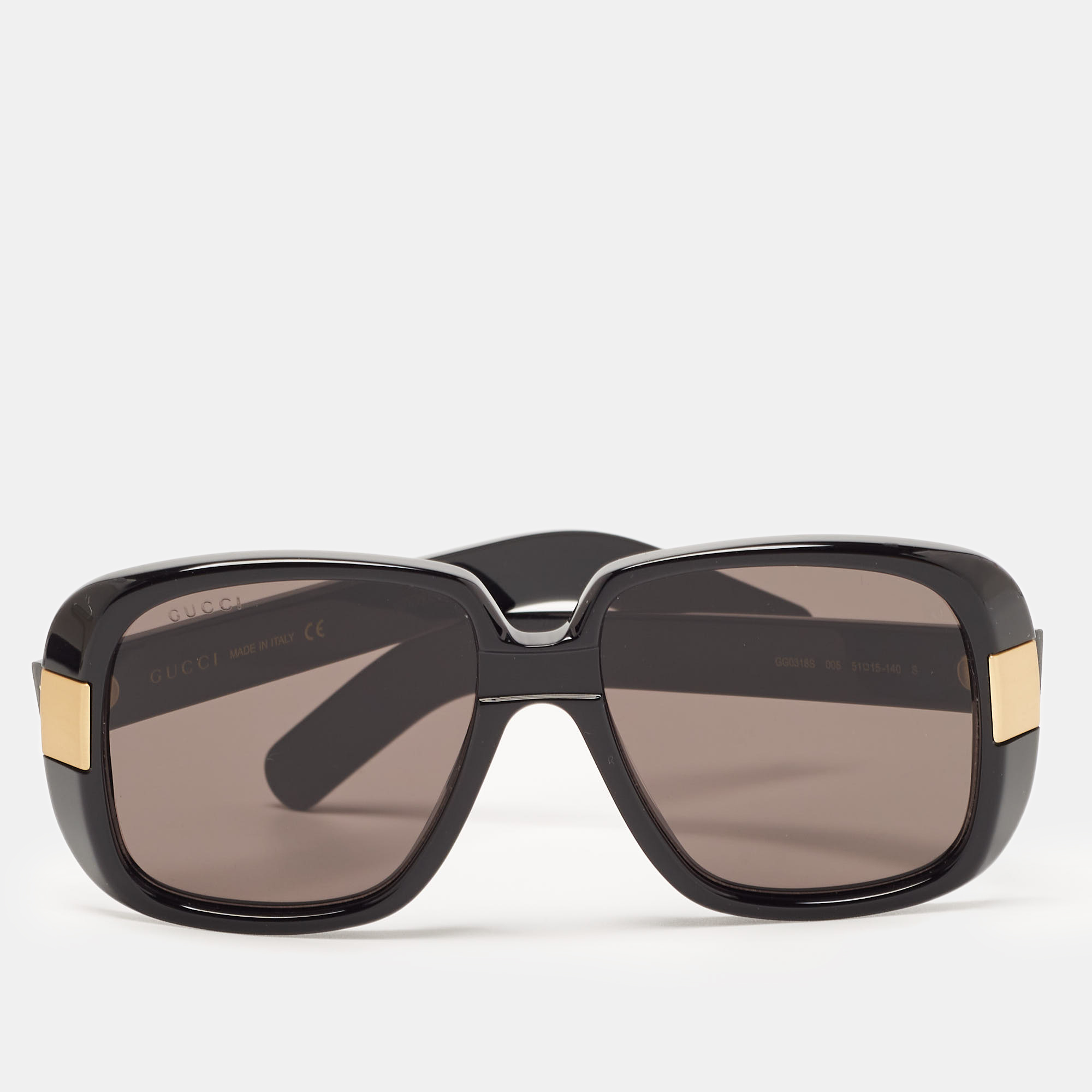 Gucci Black/Gold GG0318S Logo Square Sunglasses