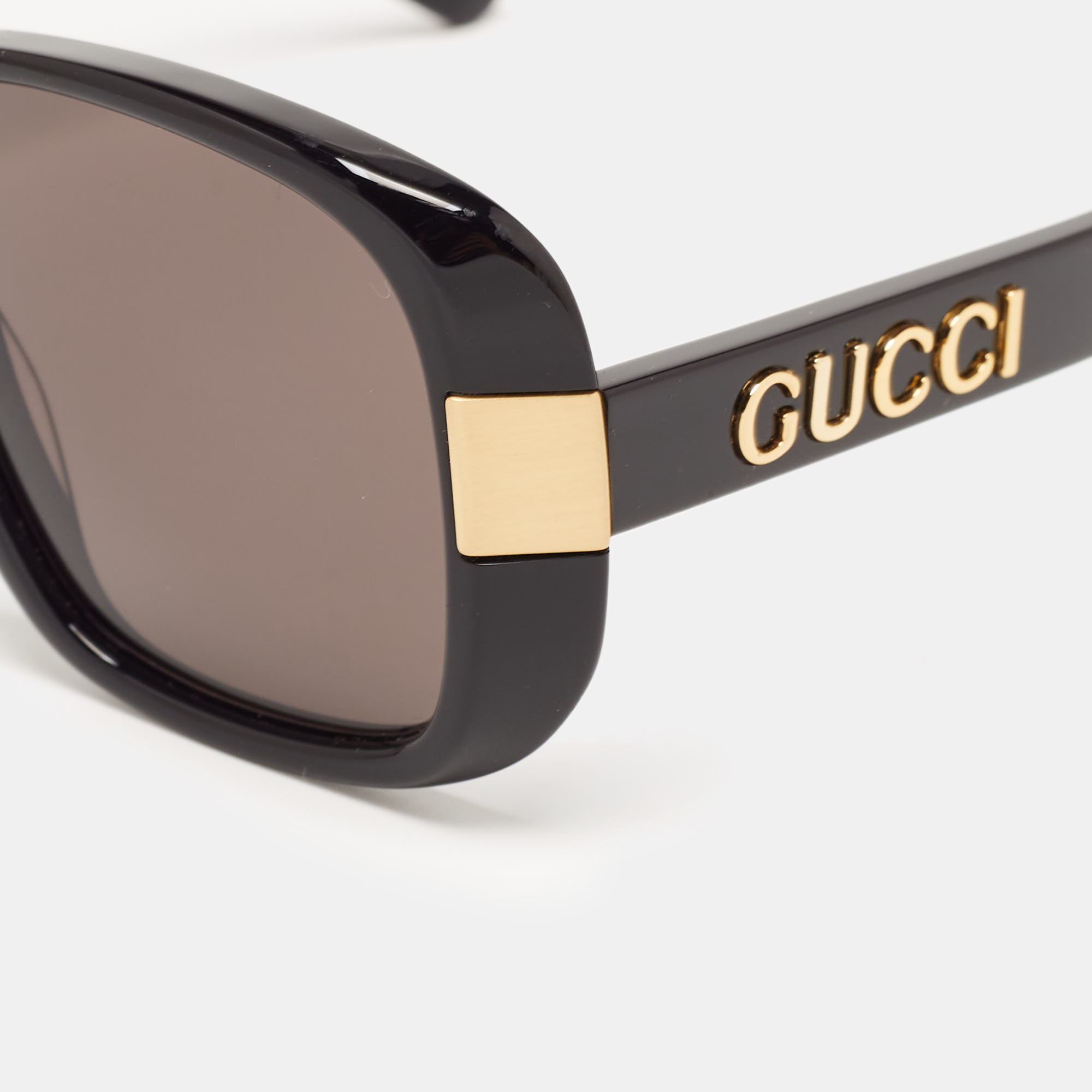Gucci Black/Gold GG0318S Logo Square Sunglasses