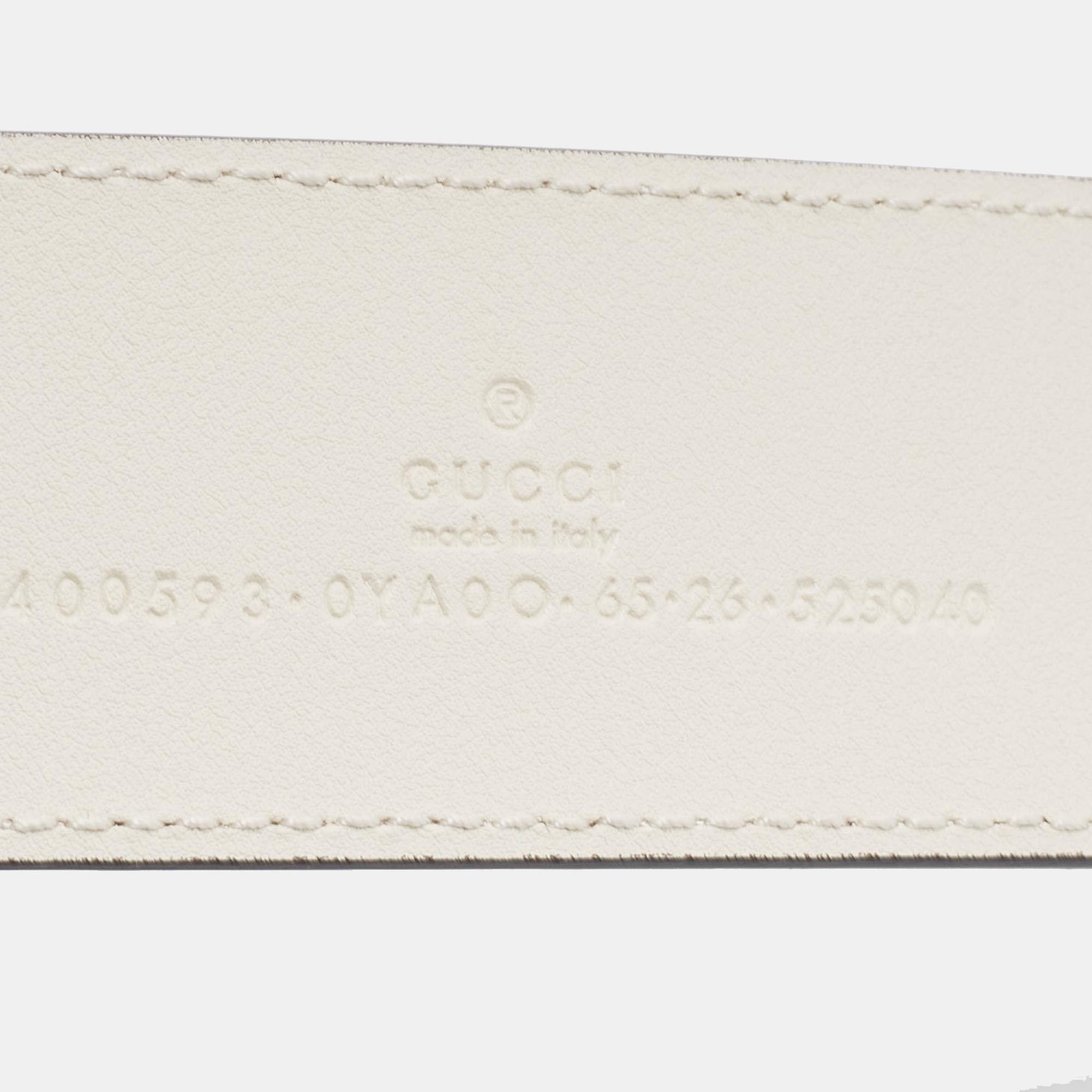 Gucci Off White Leather GG Marmont Buckle Belt 65CM