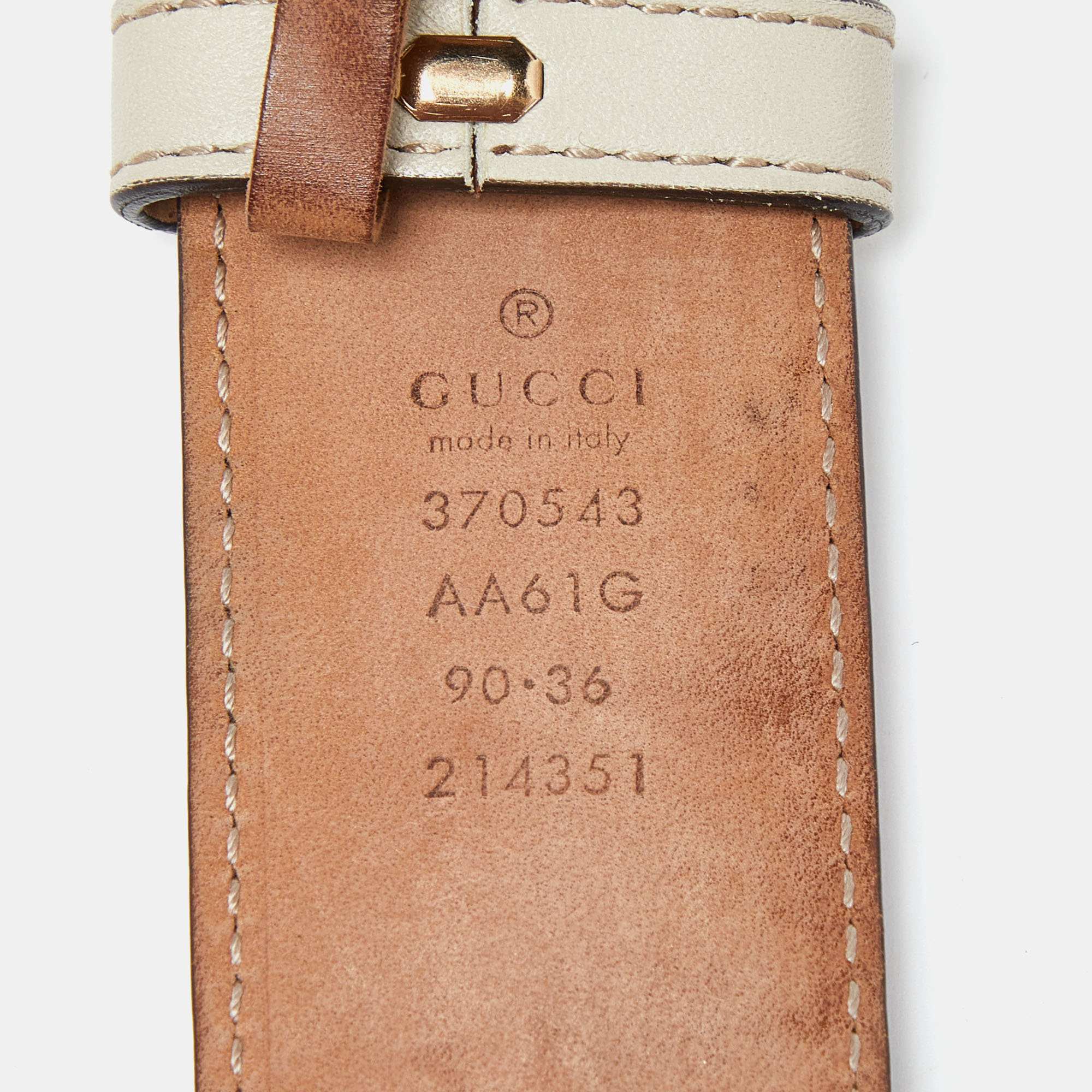 Gucci Beige Guccissima Leather Interlocking G Buckle Belt 90CM