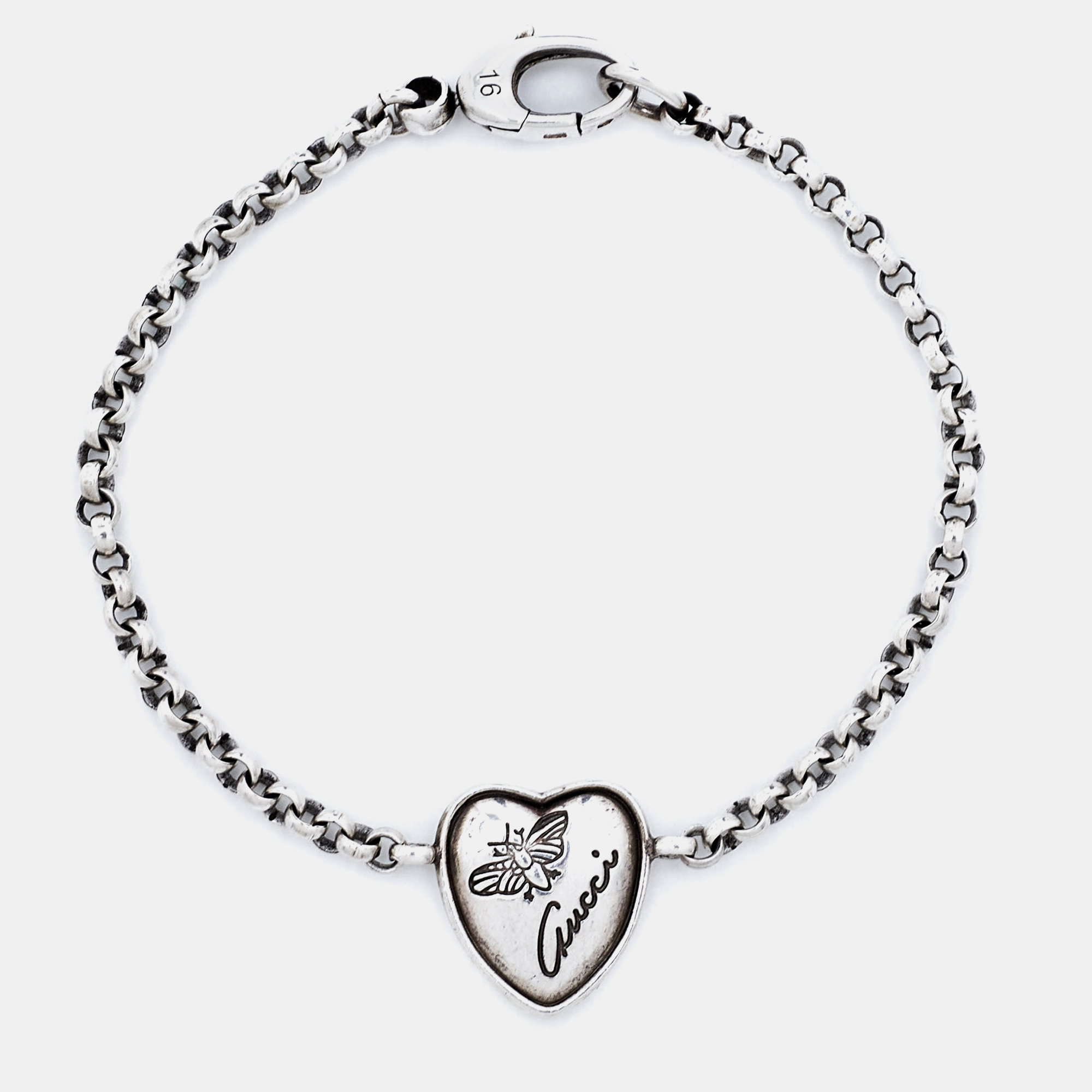 Gucci Bee Heart Sterling Silver Bracelet