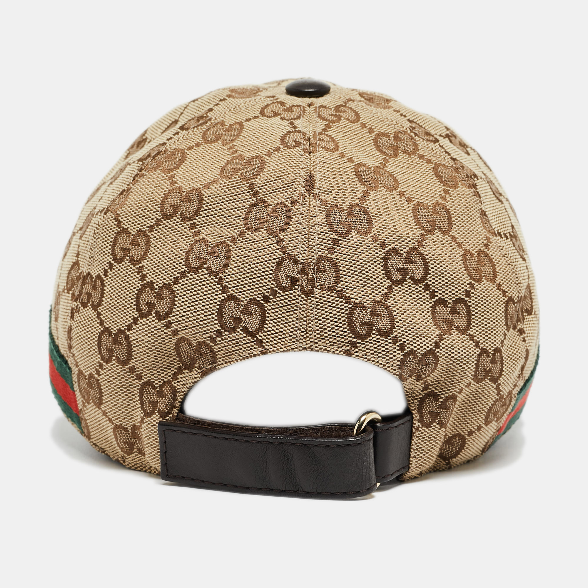 Gucci Beige Web Detail GG Canvas Baseball Hat M