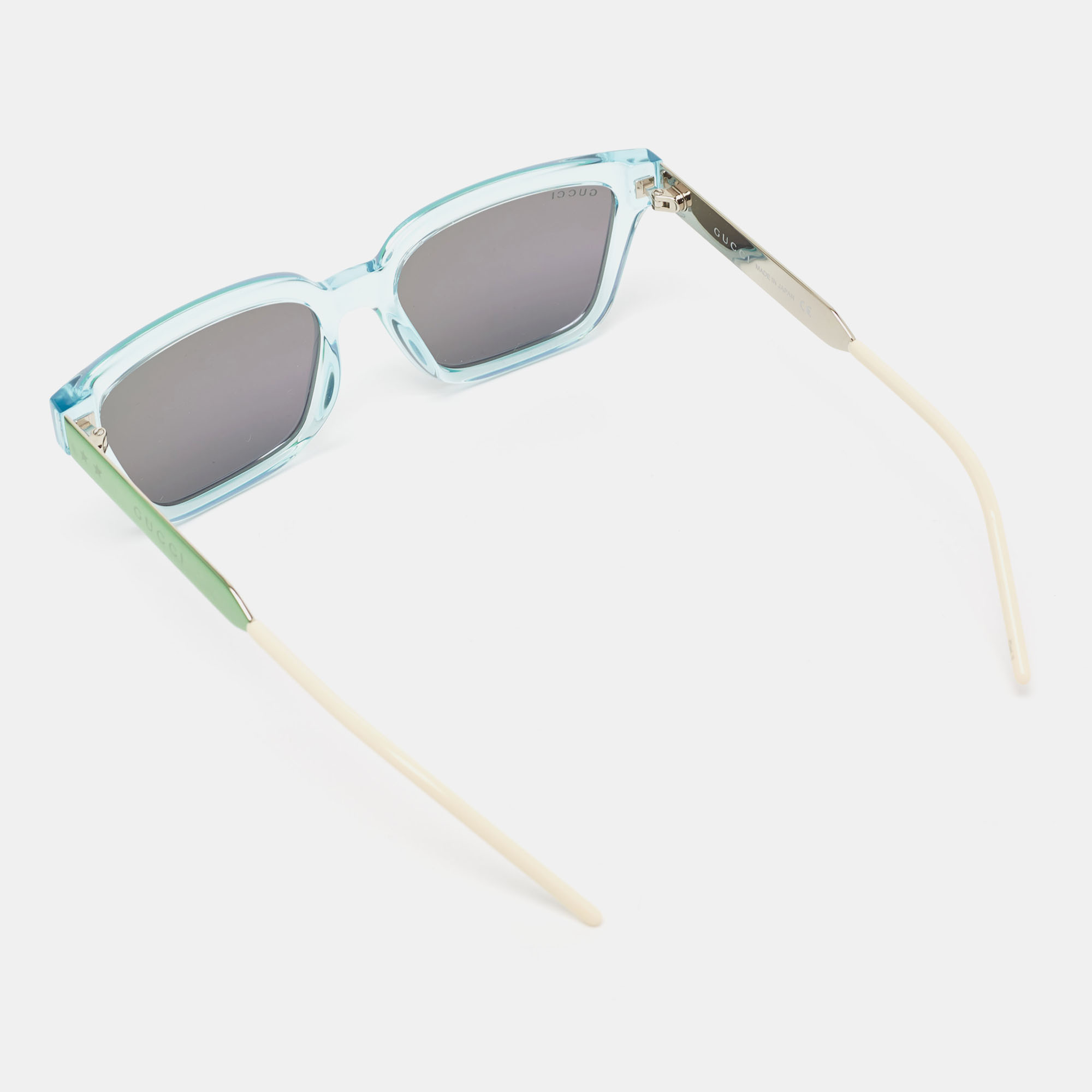 Gucci Light Blue/Metallic Gradient GG0975S Mirrored Square Sunglasses