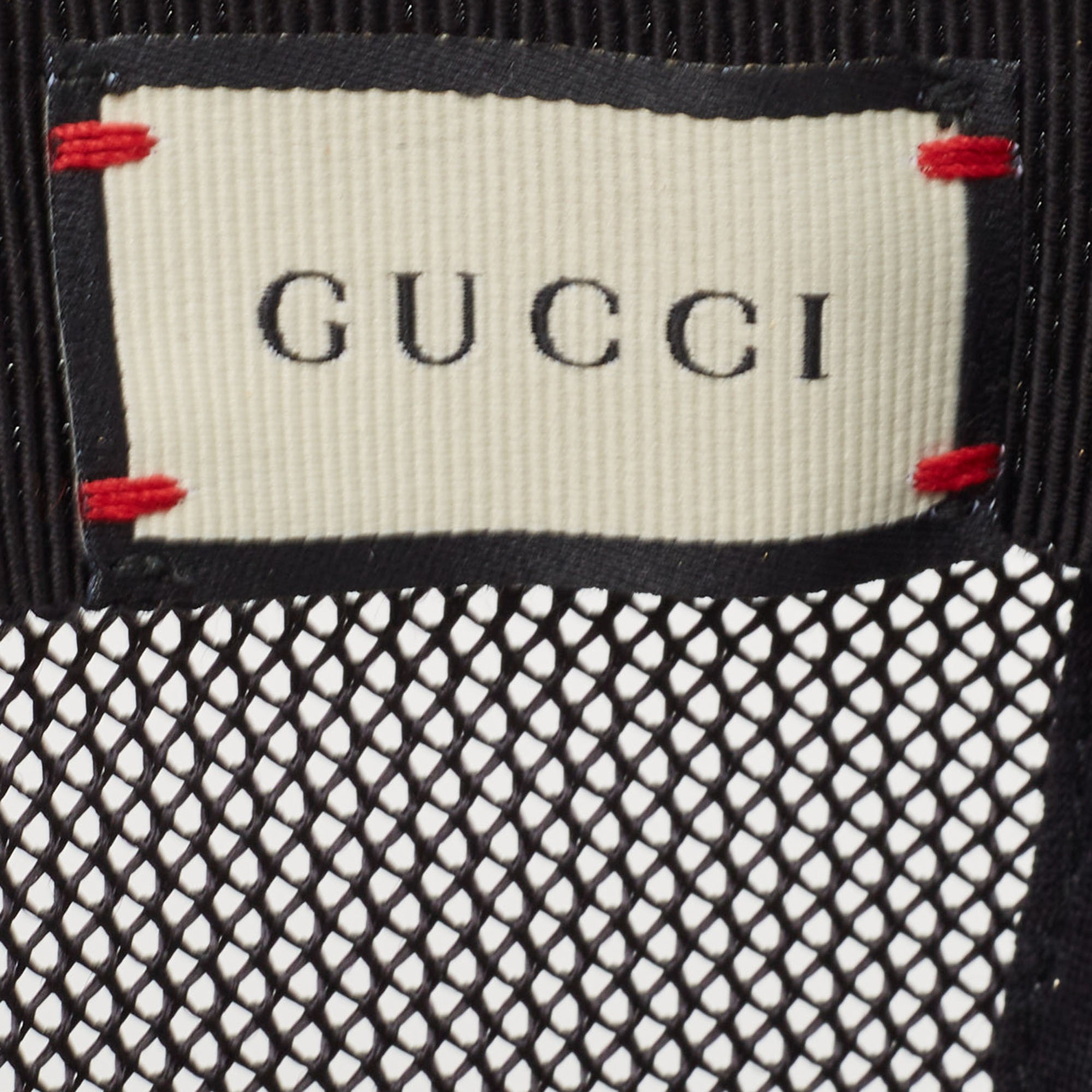Gucci Off White Stars Logo Print Leather & Nylon Baseball Cap L