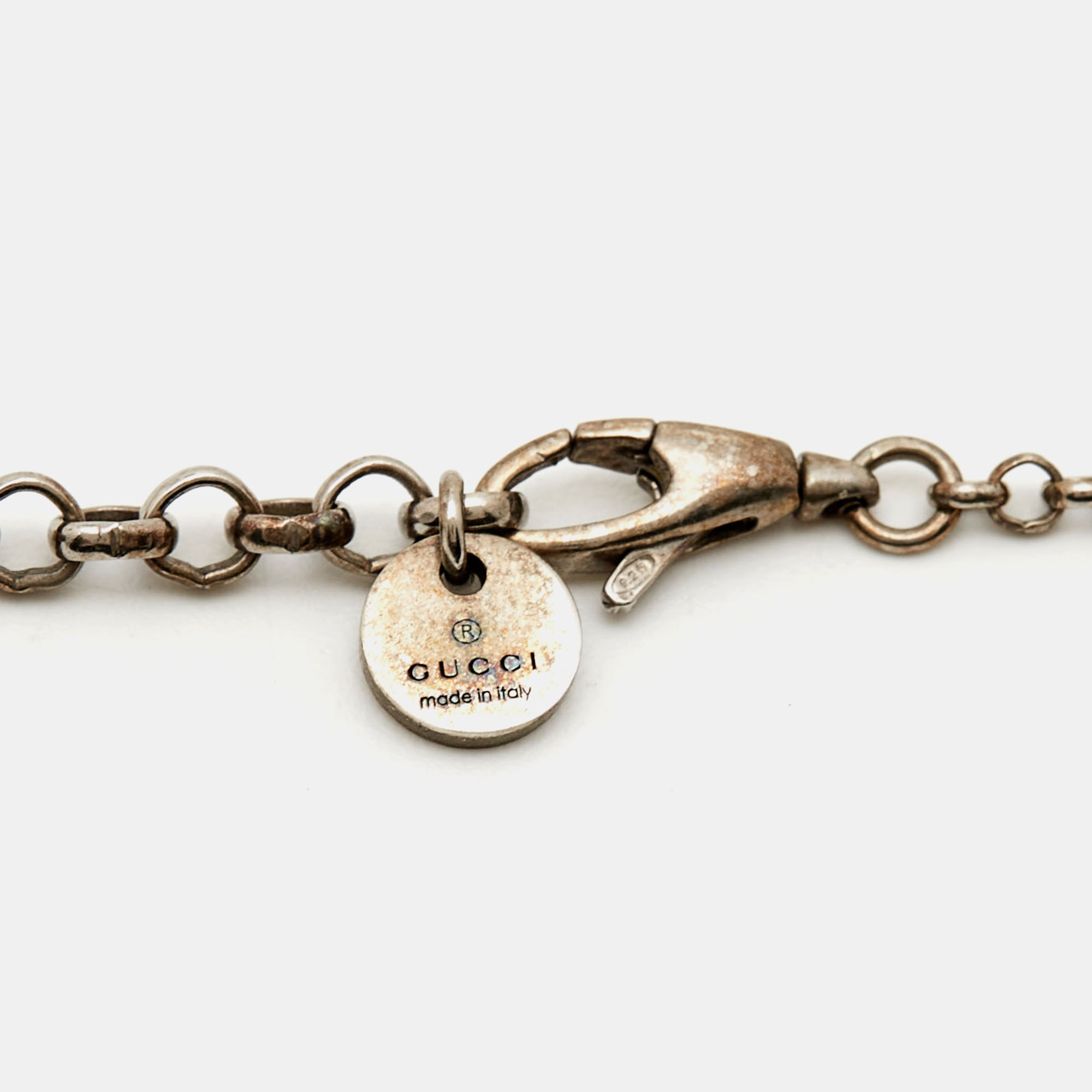 Gucci Interlocking GG Sterling Silver Pendant Necklace