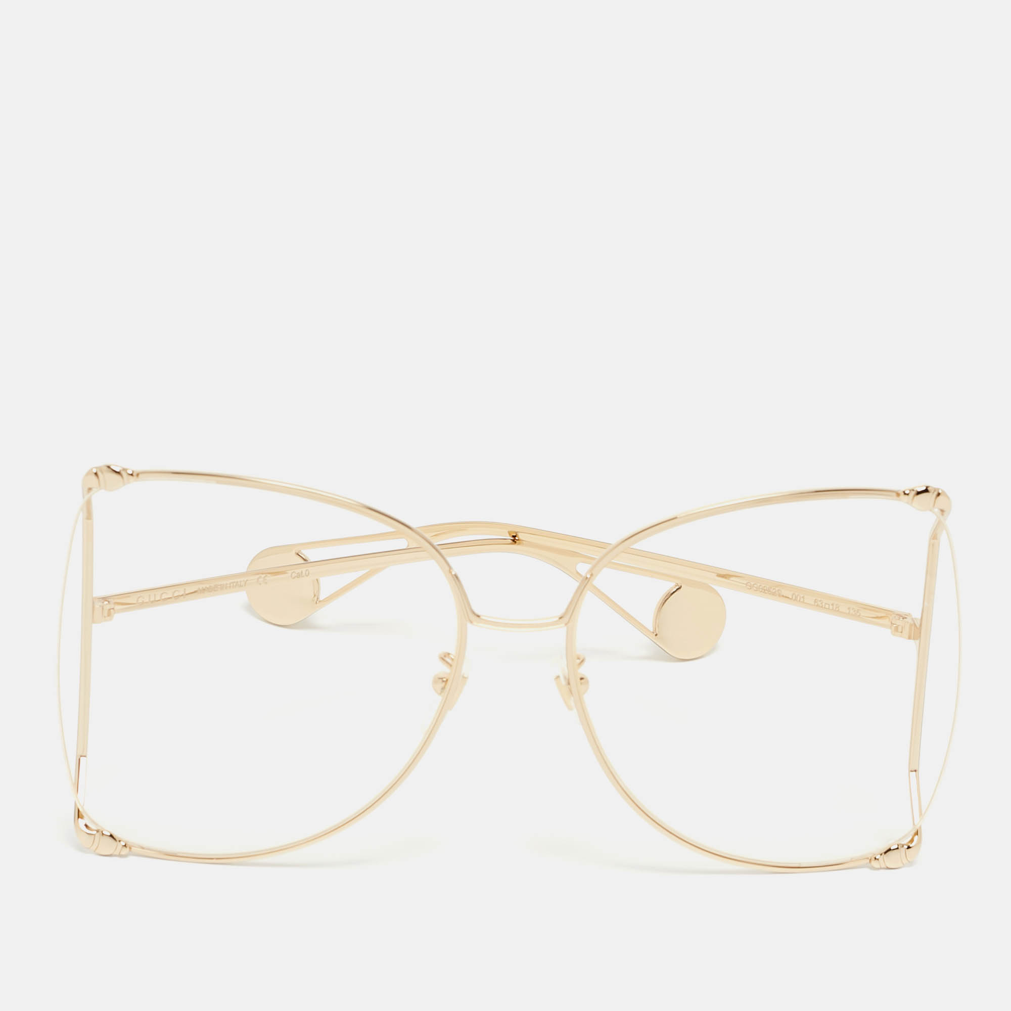 Gucci Gold Metal GG0252S Pearl Oversized Sunglasses
