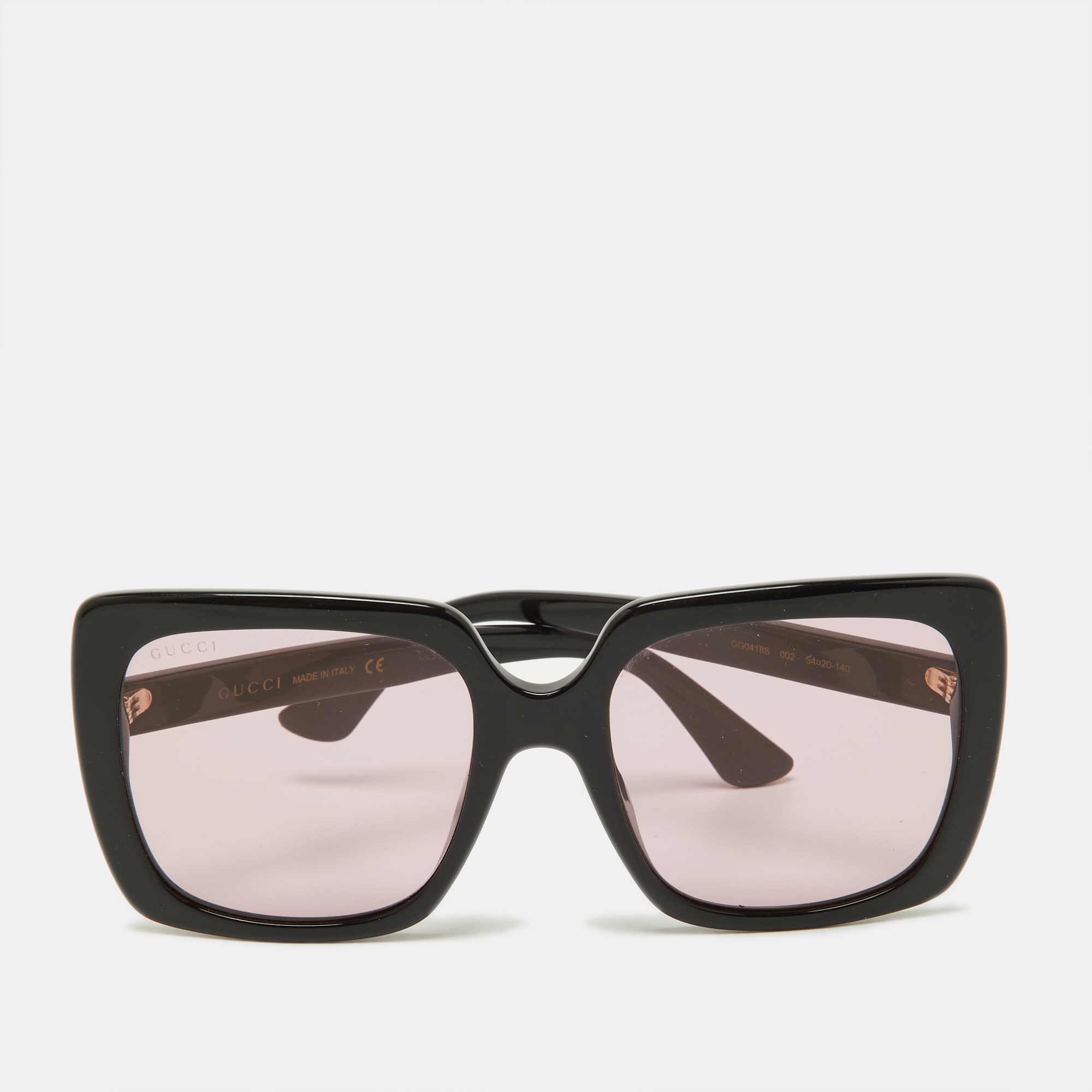 Gucci Black/Pink GG0418S Crystal Logo Oversized Sunglasses