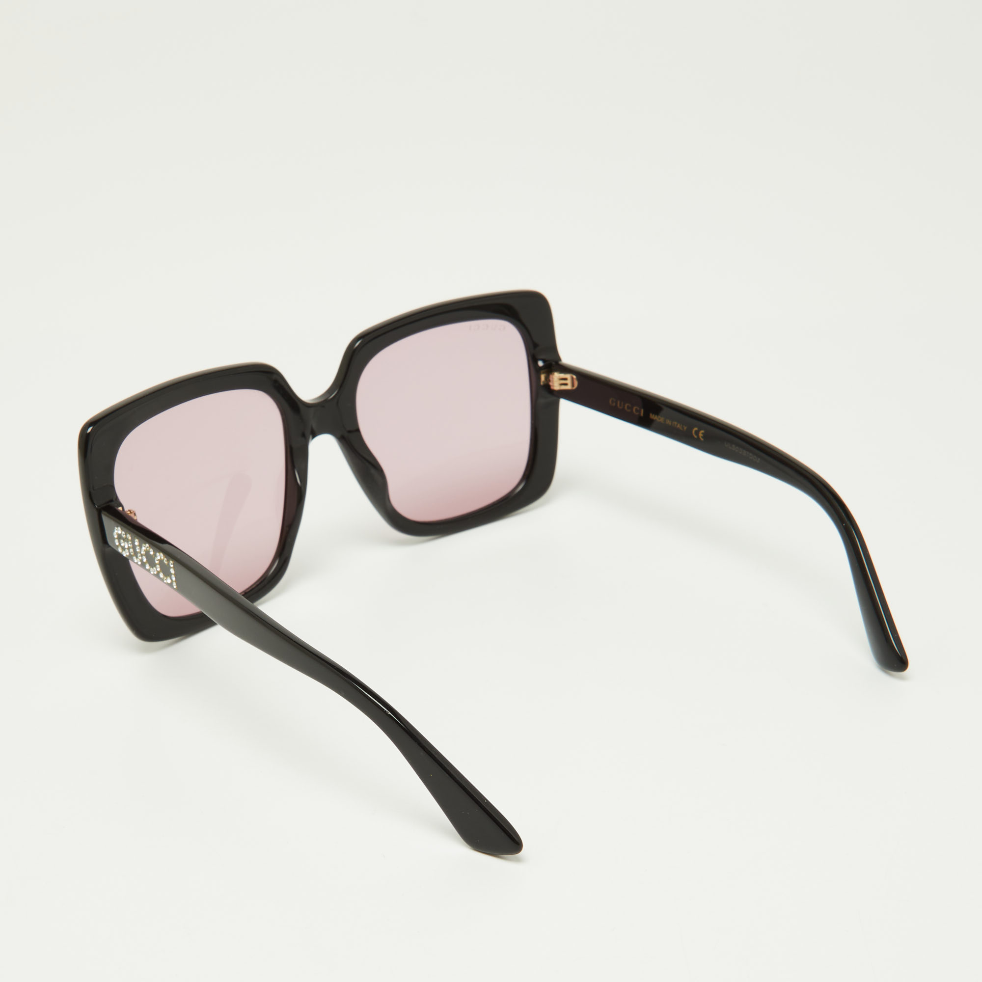 Gucci Black/Pink GG0418S Crystal Logo Oversized Sunglasses