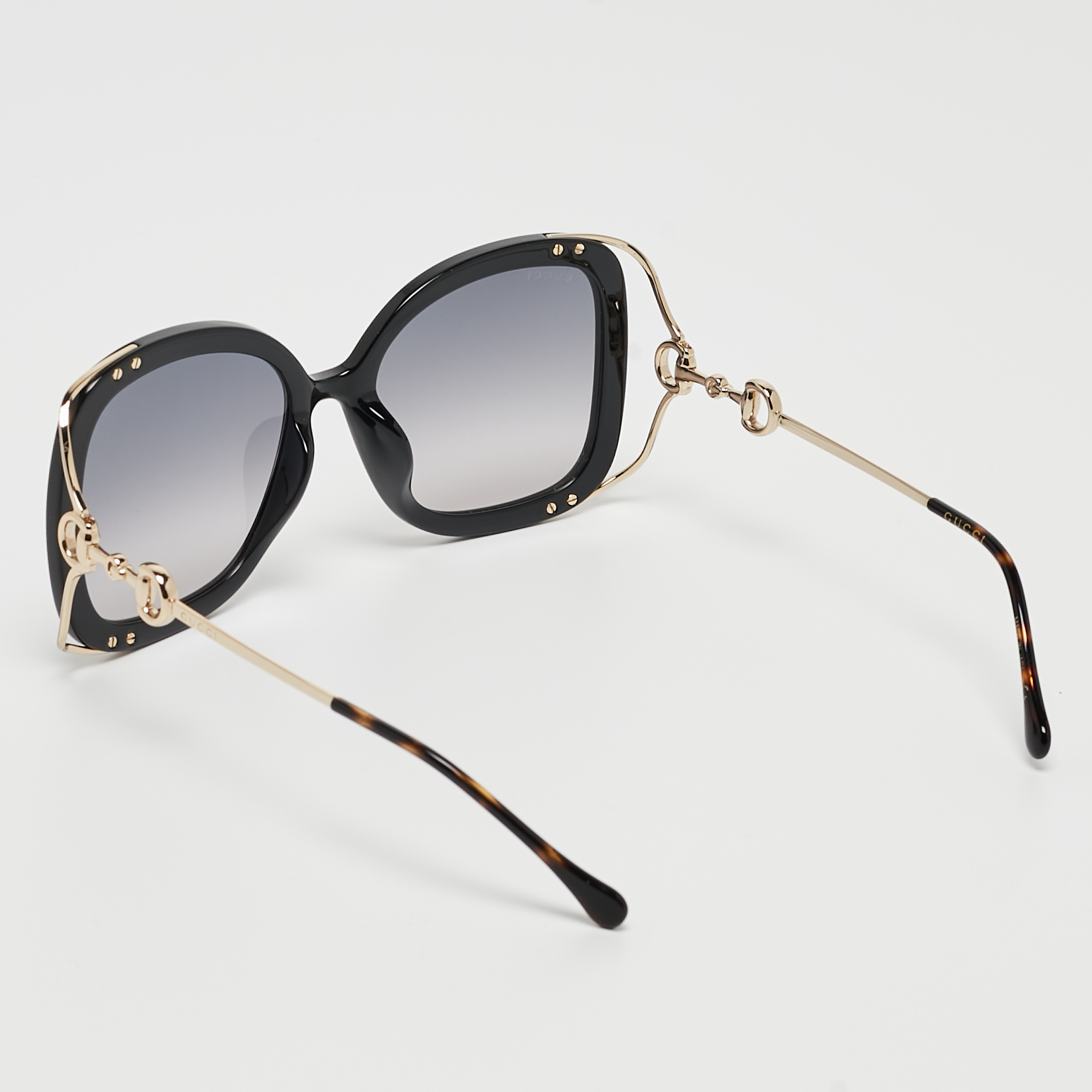 Gucci Black Gradient GG1021S Horsebit Rectangular Sunglasses