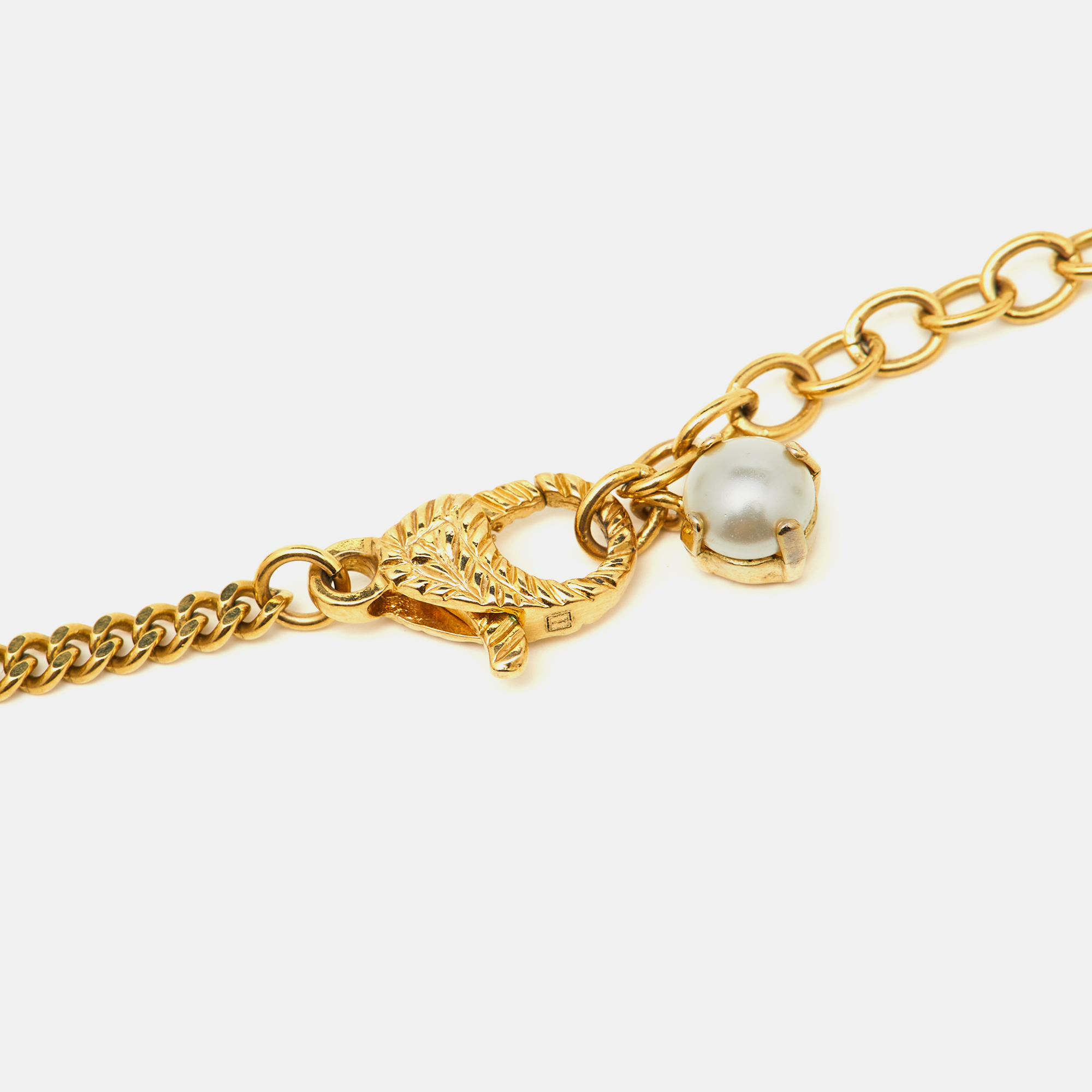Gucci GG Marmont Faux Pearl Gold Tone Necklace