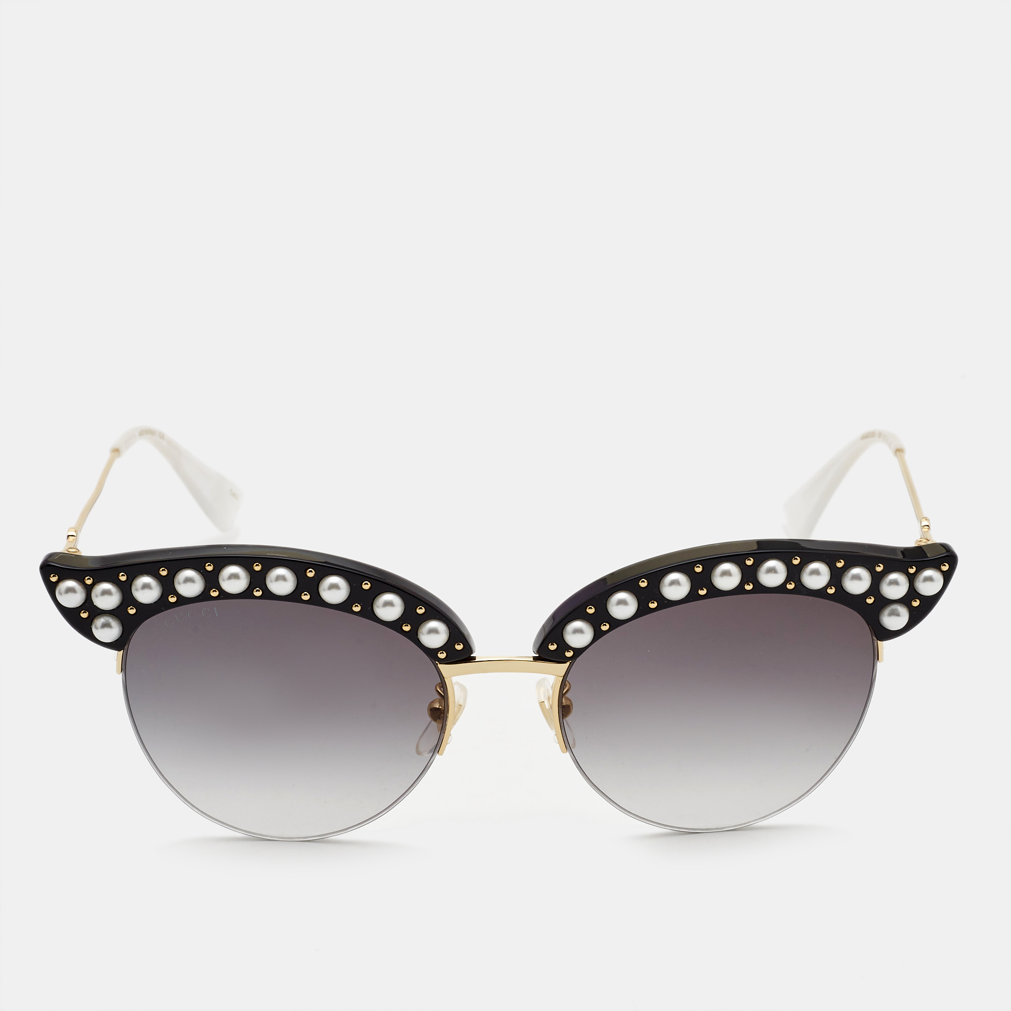 Gucci black gradient gg0212s pearl studded cat eye sunglasses