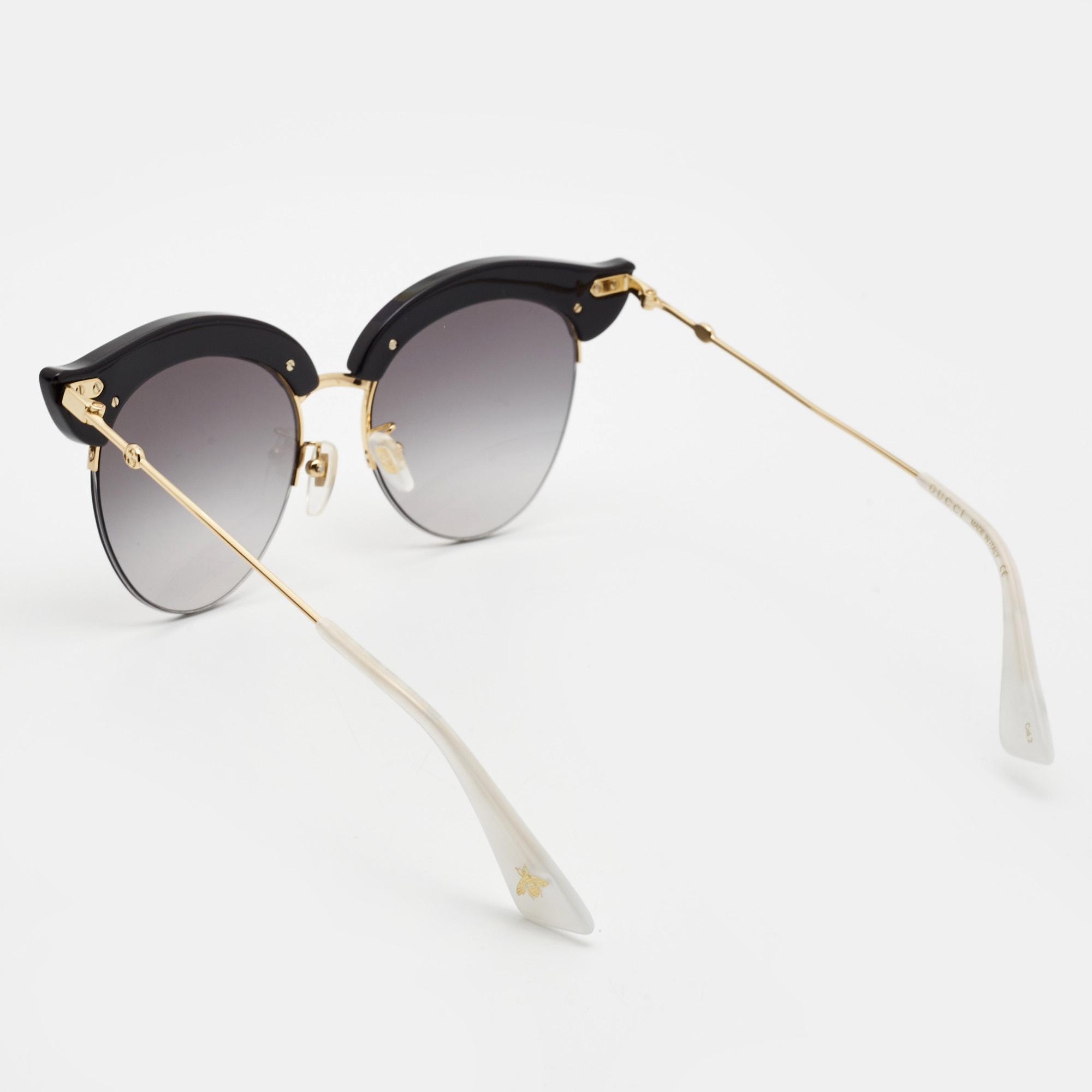 Gucci Black Gradient GG0212S Pearl Studded Cat Eye Sunglasses