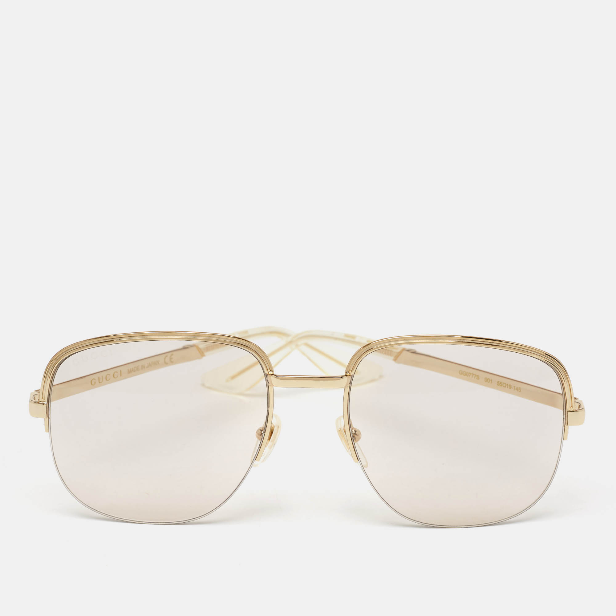 Gucci gold tone frame gg0777s aviators sunglasses