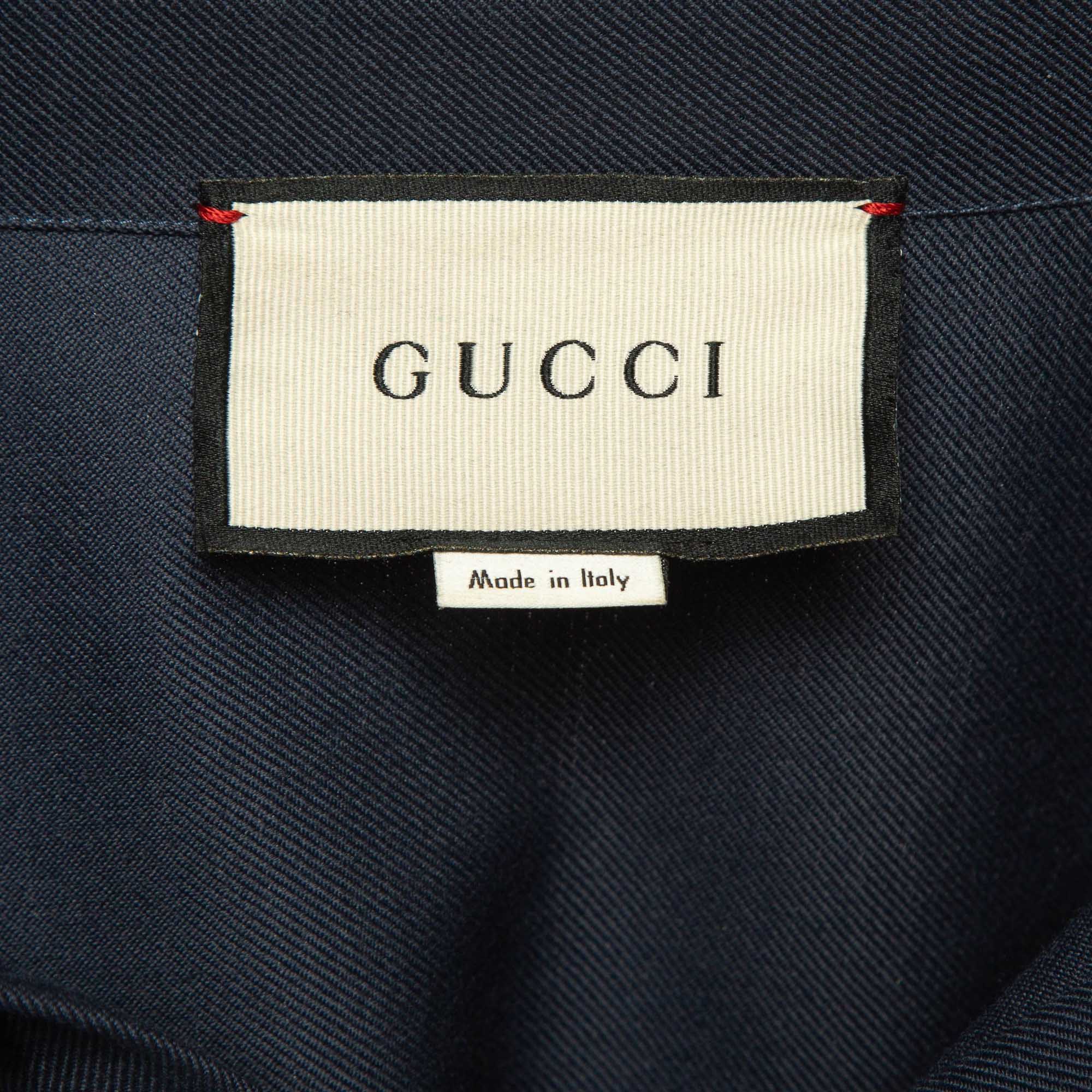 Gucci Blue Gabardine Button Front Shirt XXS