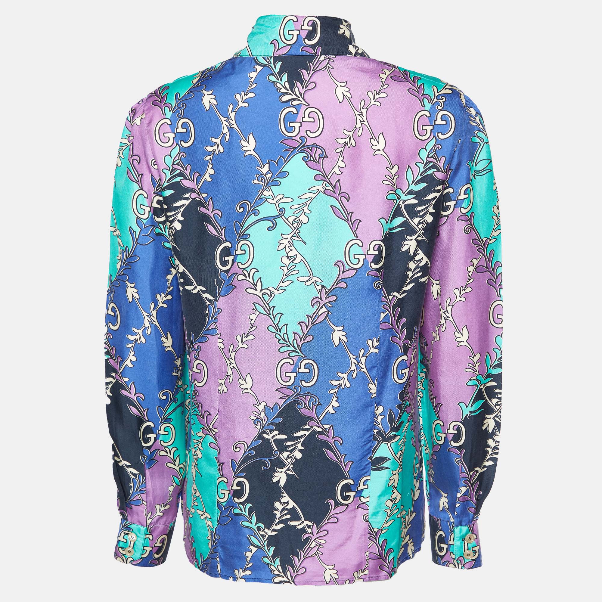 Gucci Multicolor GG Rhombus Printed Silk Buttoned Up Shirt S