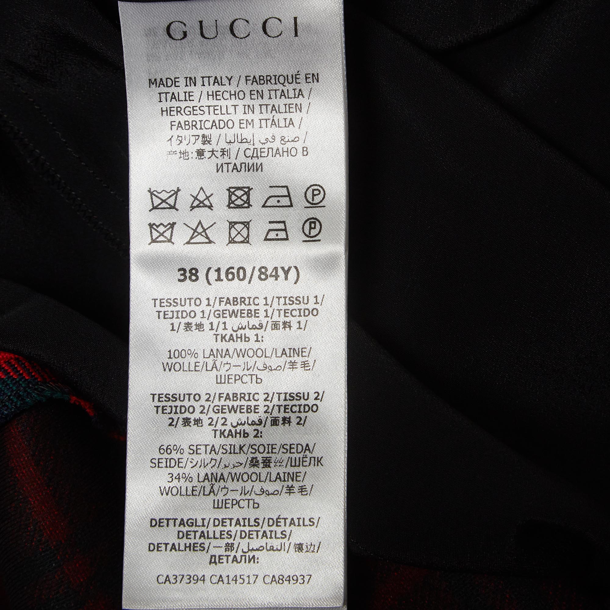 Gucci Beige/Multicolor Plaid Wool Short Dress S