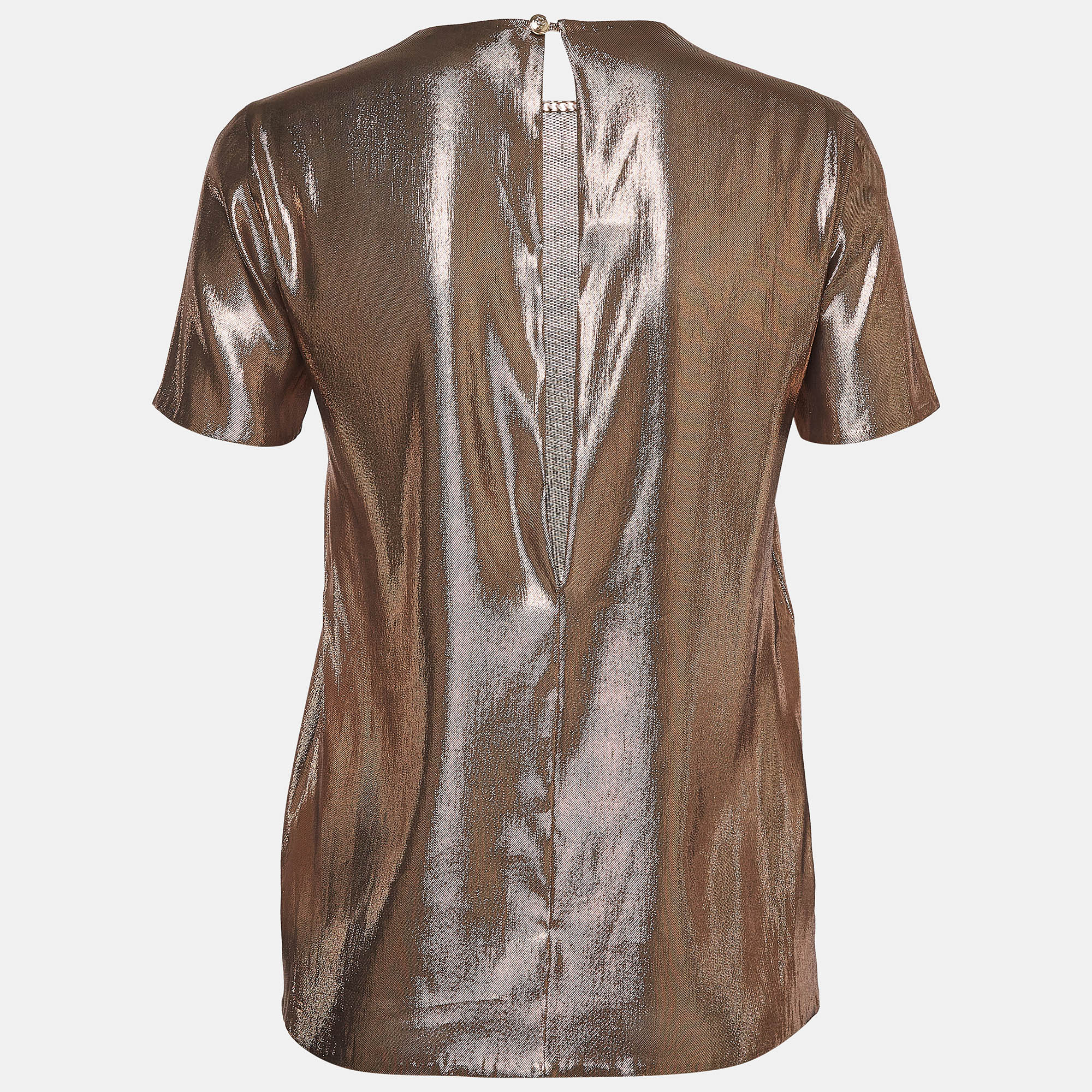 Gucci Gold Silk Blend Lamé Top S