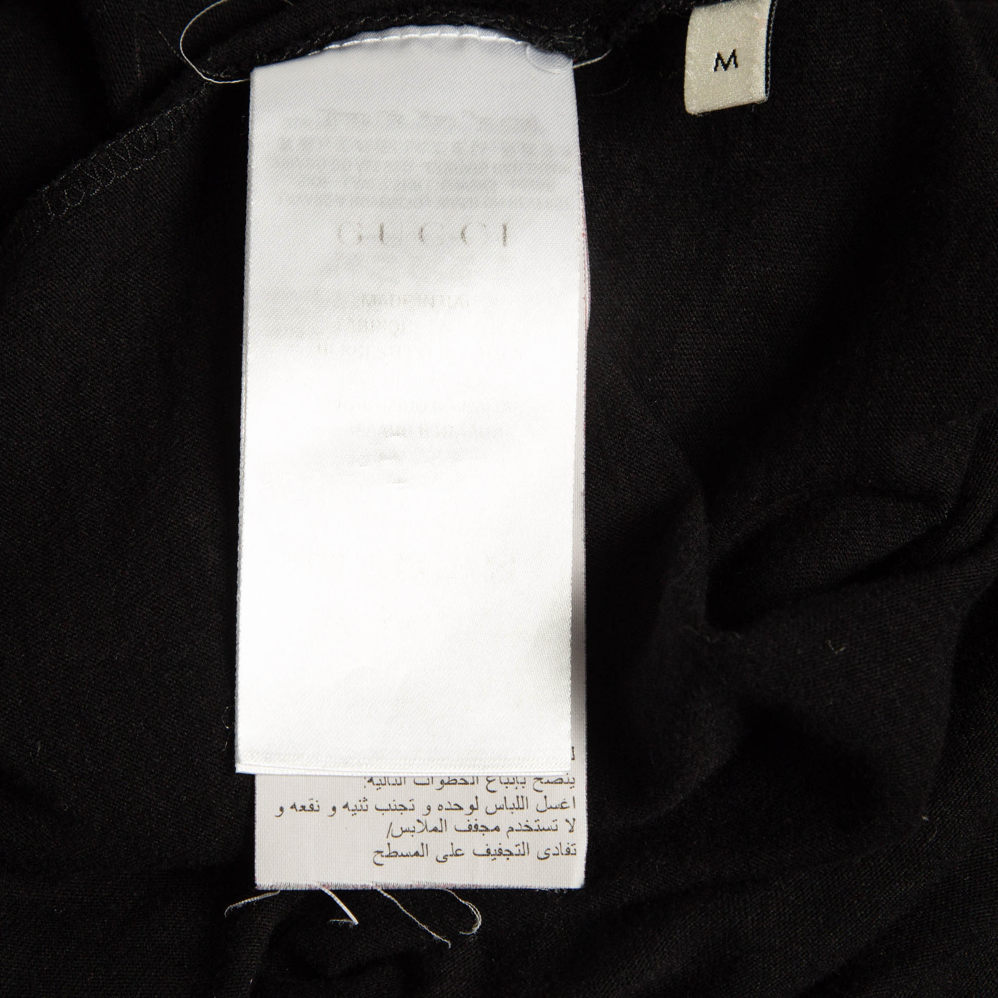 Gucci Black Logo Print Distressed Cotton T-Shirt M