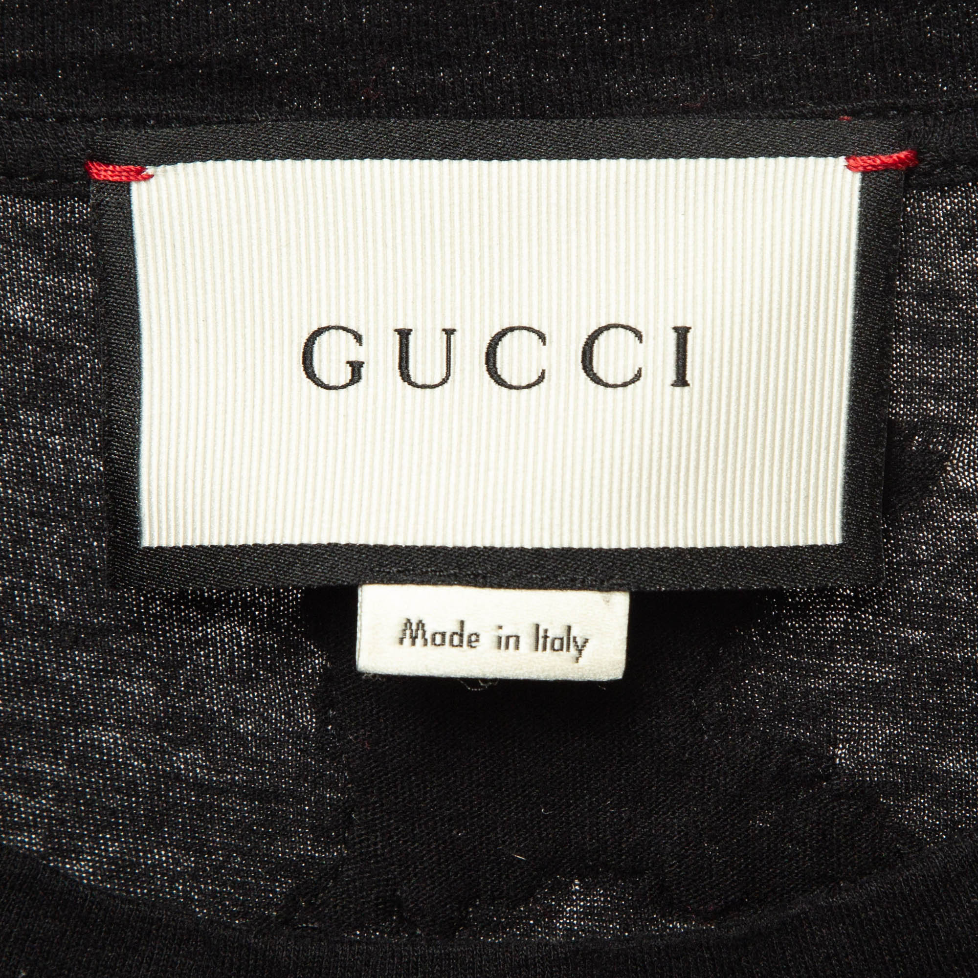 Gucci Black Logo Print Distressed Cotton T-Shirt M