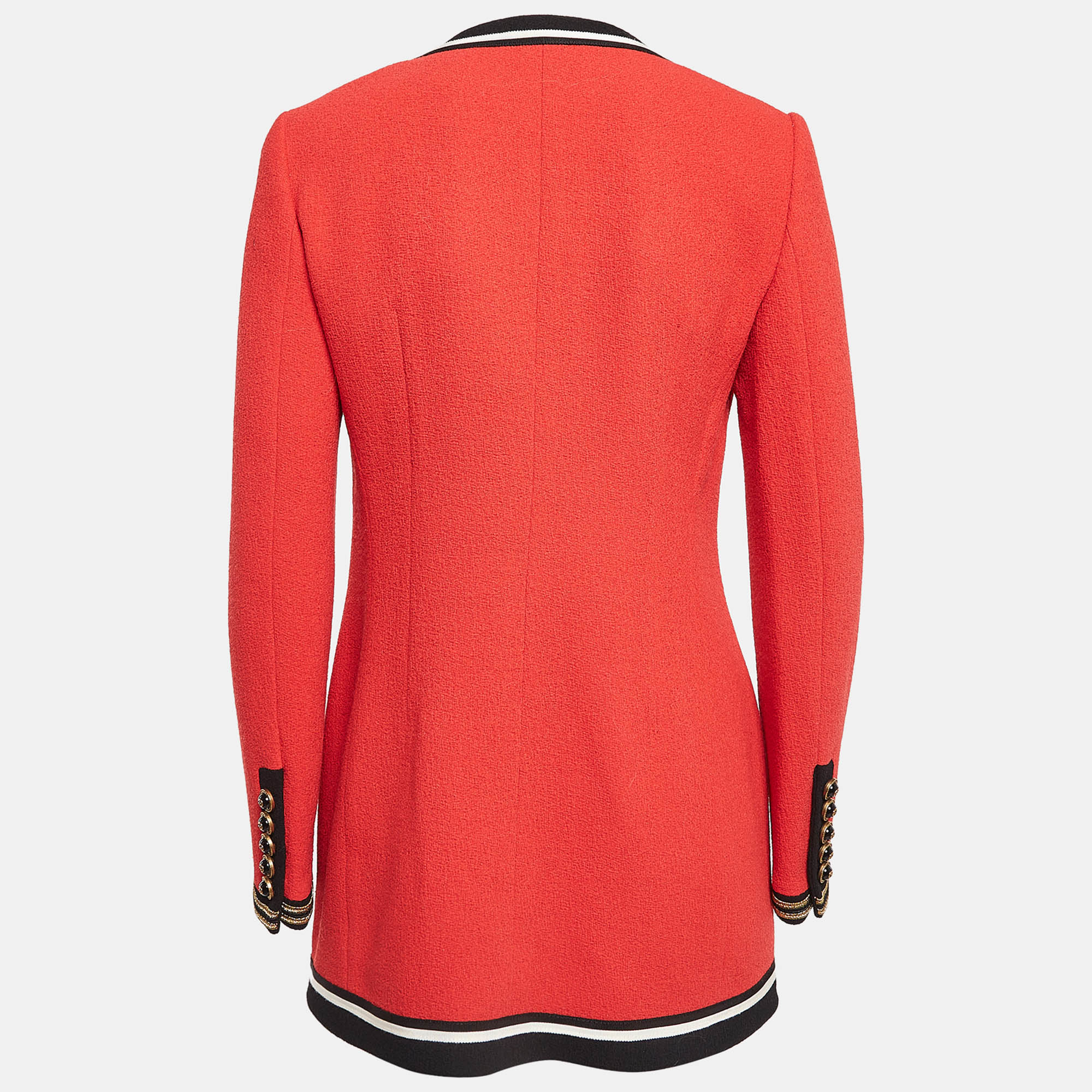 Gucci Red Embellished Pocket Wool Sable Military Jacket M