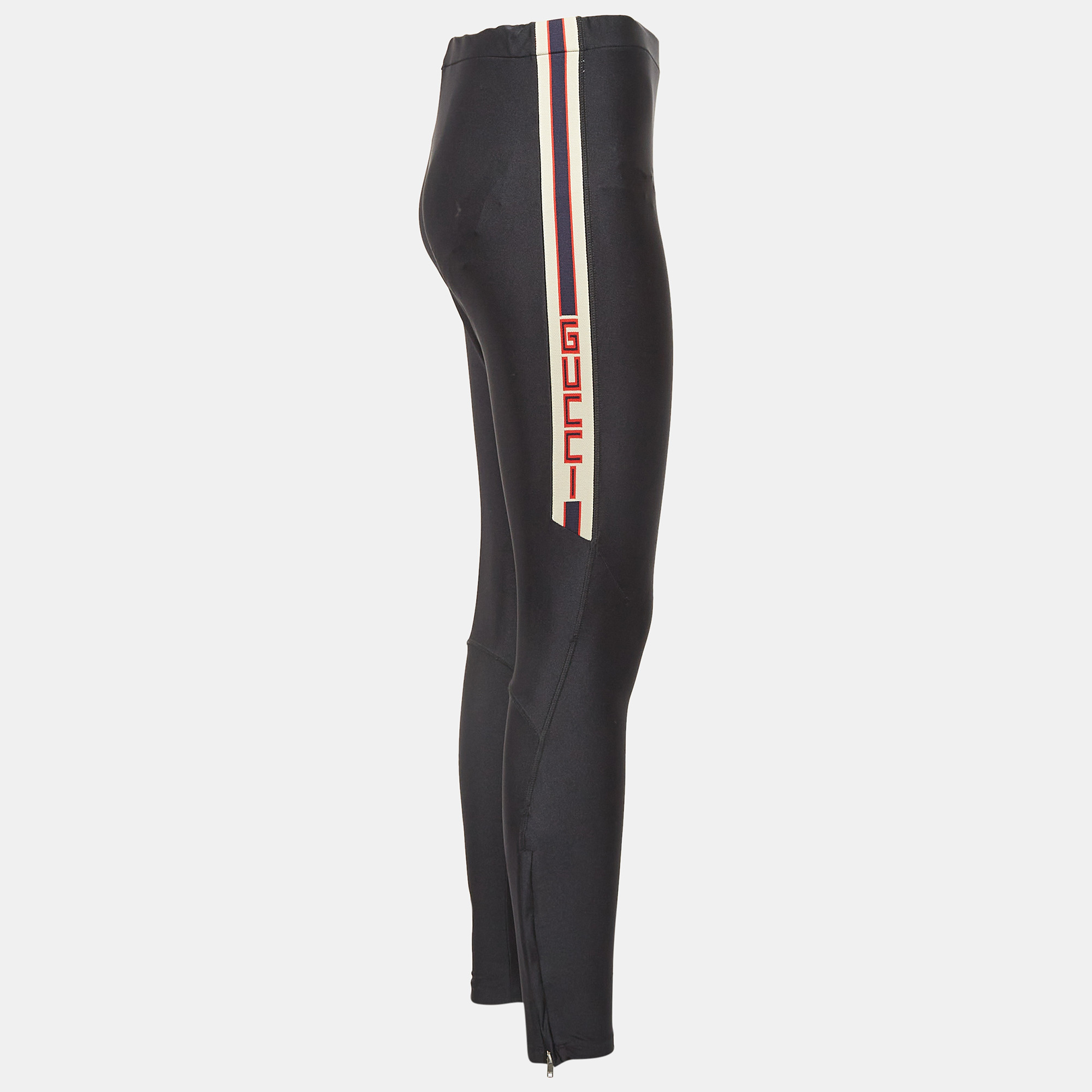 Gucci Black Side Stripe Jersey Leggings S