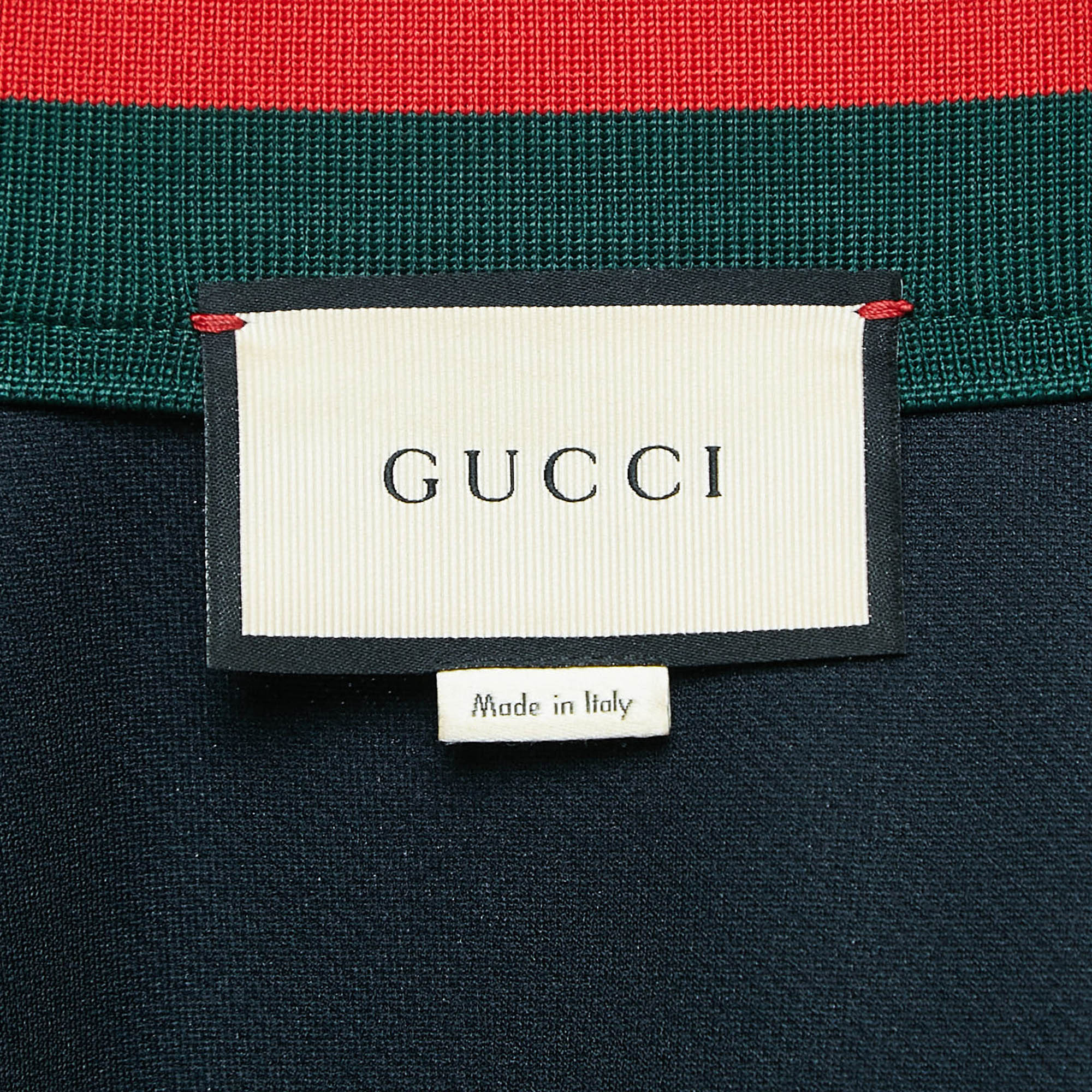 Gucci Navy Blue Web Nylon Drill Zip-Up Jacket S