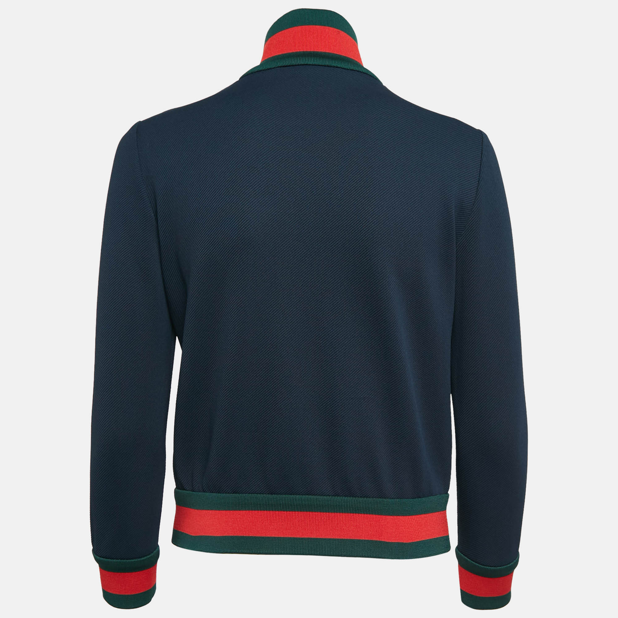 Gucci Navy Blue Web Nylon Drill Zip-Up Jacket S