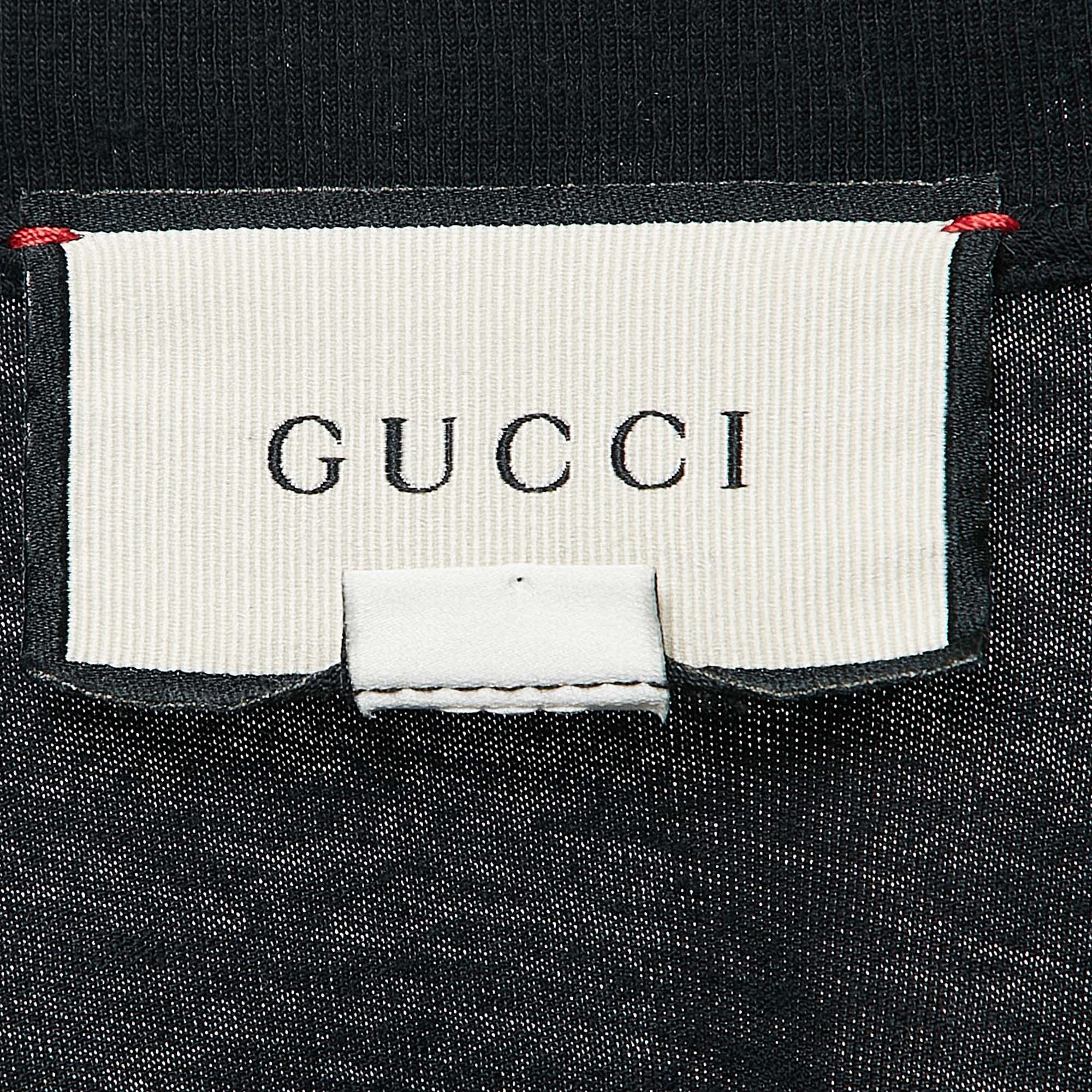 Gucci Black Embroidered Knit Round Neck T-Shirt S