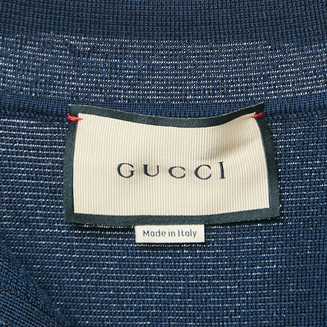 Gucci Navy Blue Knit Embroidered Mini Dress L