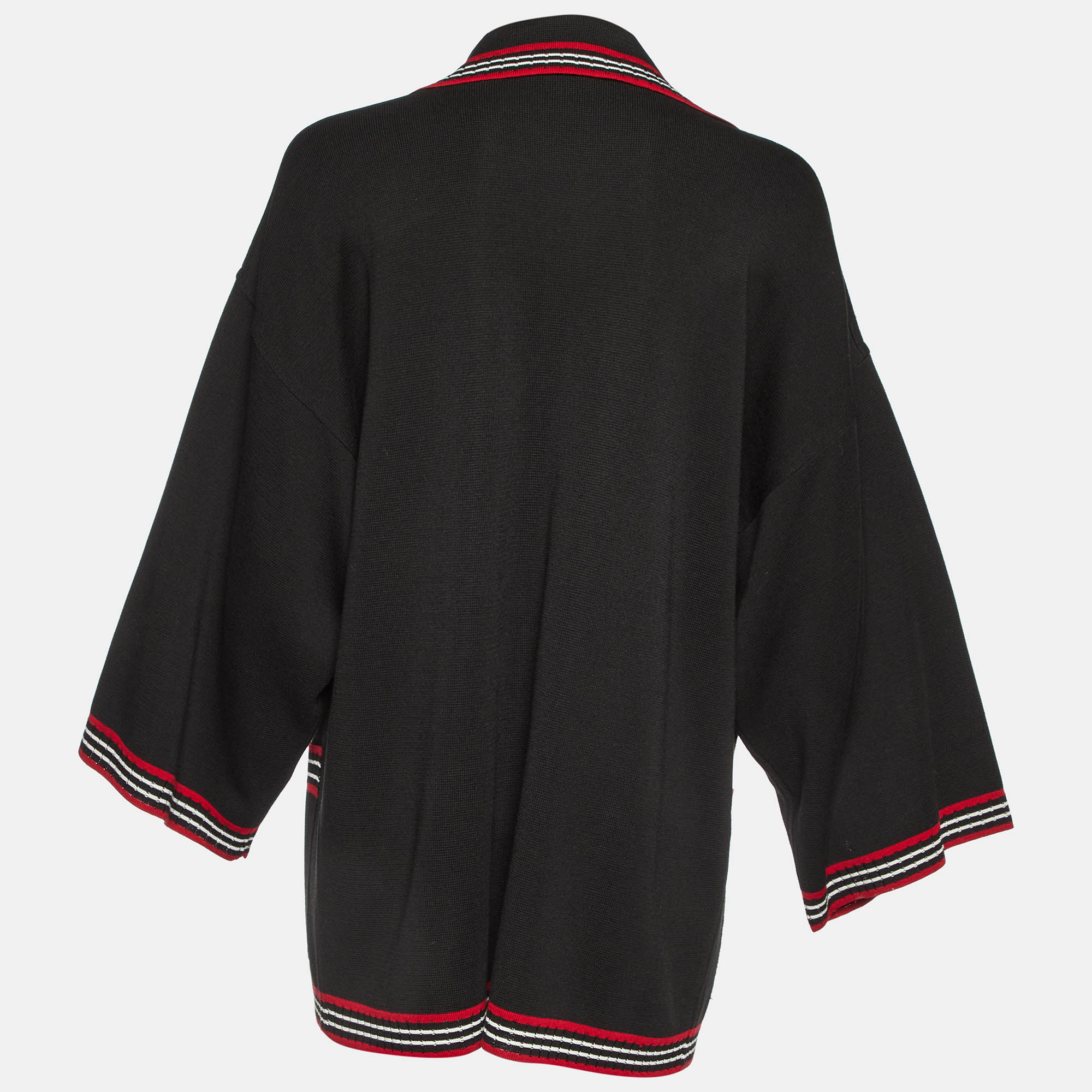 Gucci Black Striped Silk & Cotton Knit Cardigan M