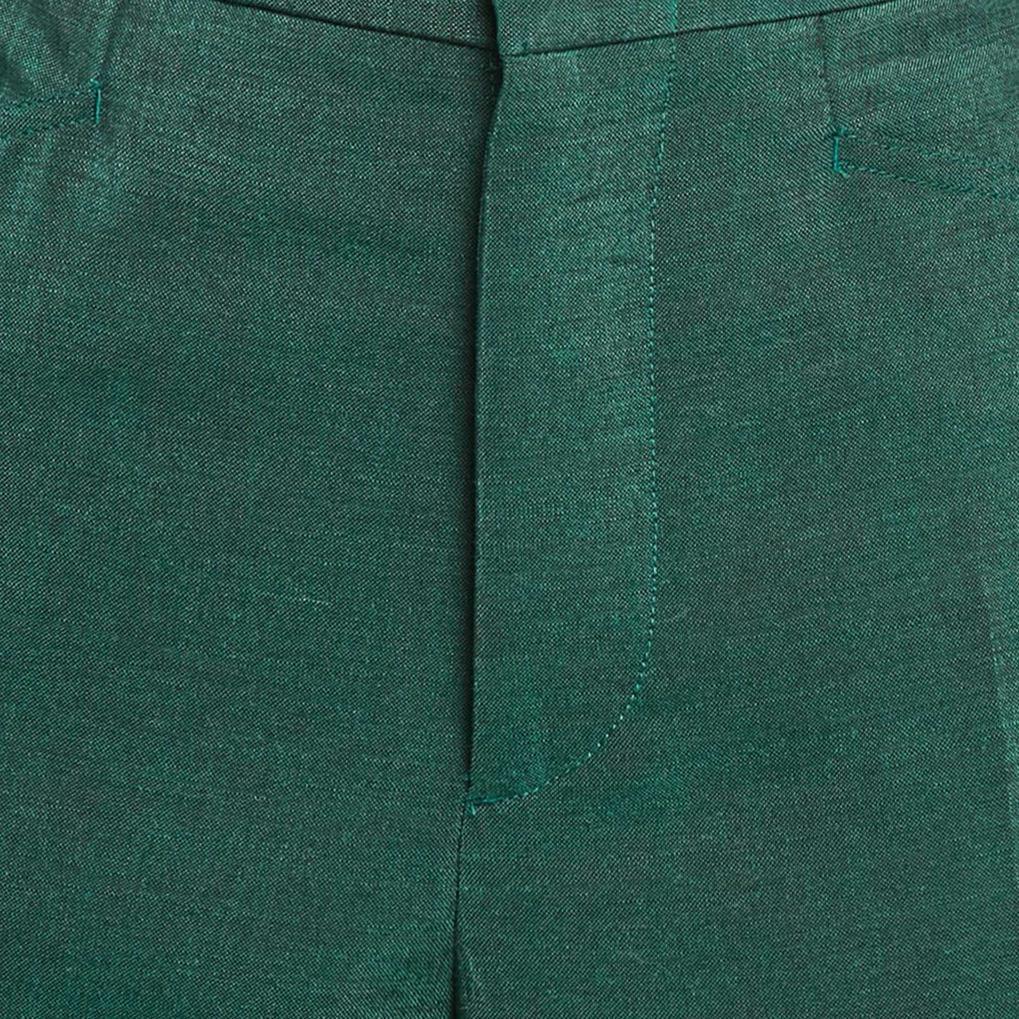 Gucci Green Wool Wide Leg Trousers L