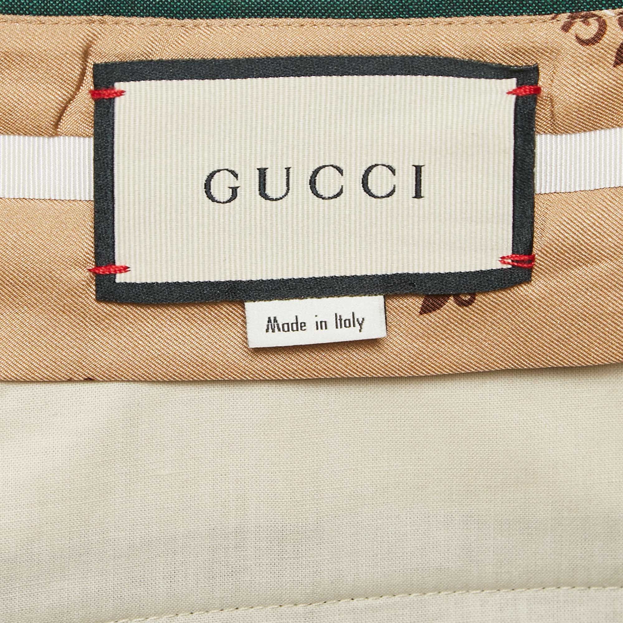 Gucci Green Wool Wide Leg Trousers L