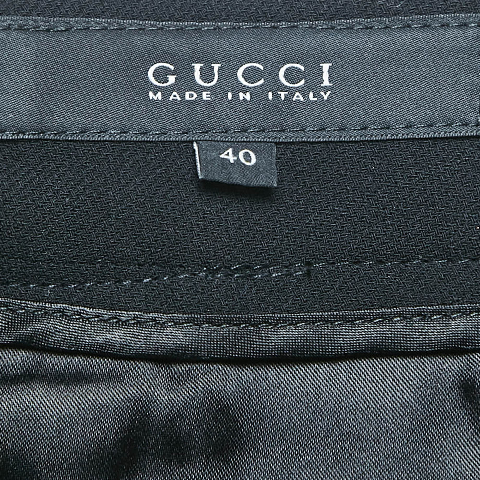 Gucci Black Wool Zip-Up Hem Detail Trousers S