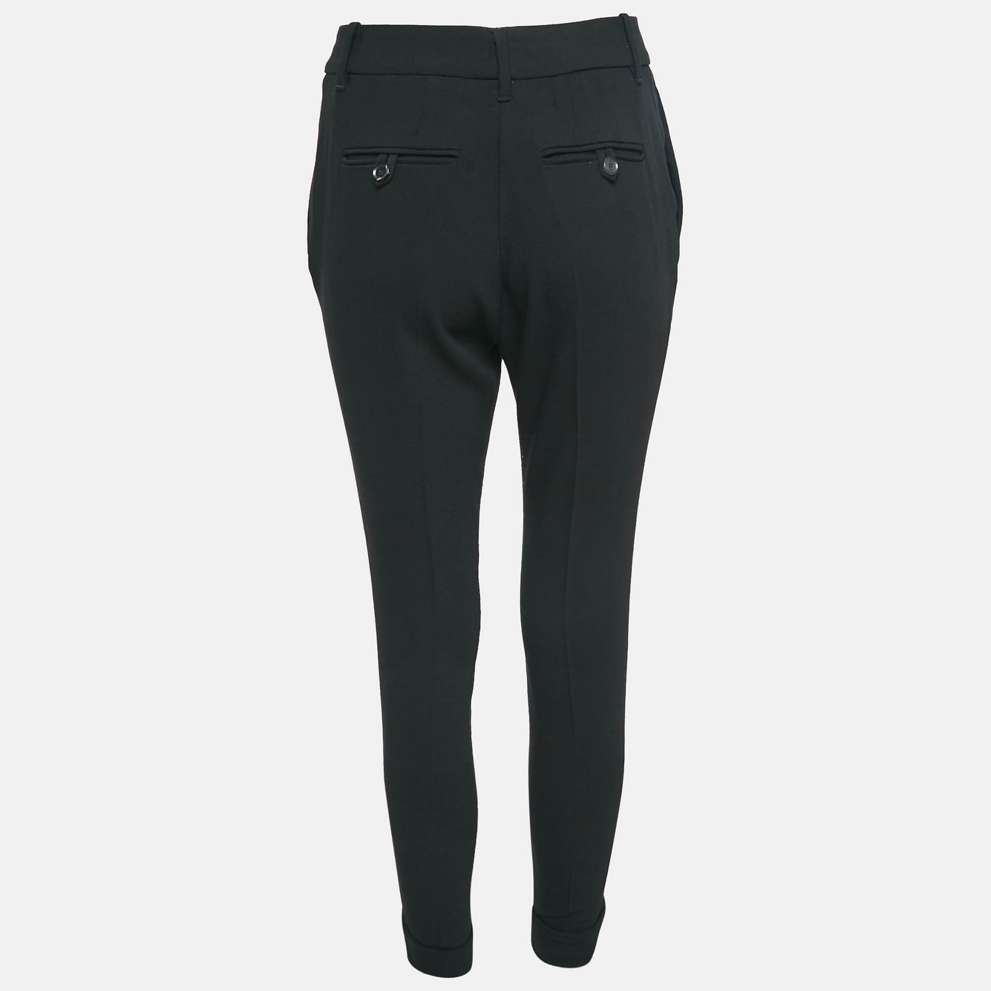 Gucci Black Wool Zip-Up Hem Detail Trousers S