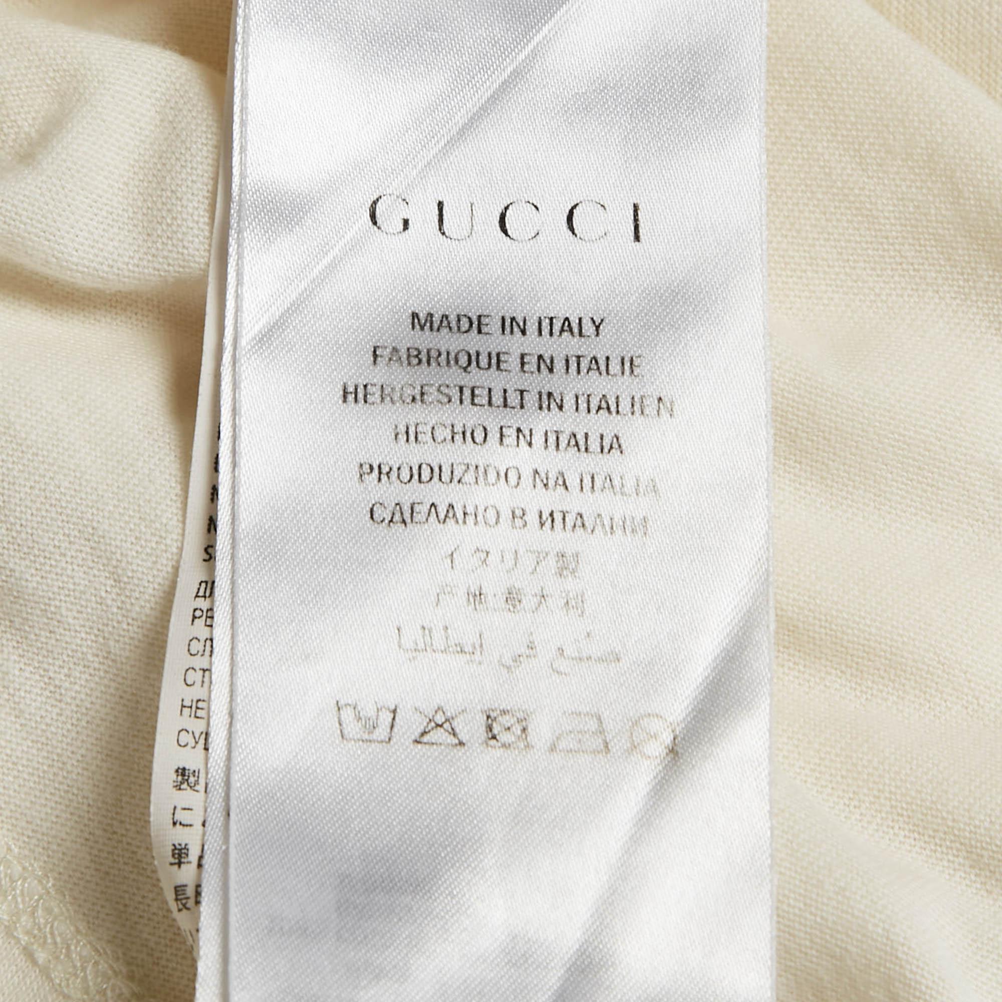 Gucci Cream Logo Print Cotton Jersey T-Shirt XXXS