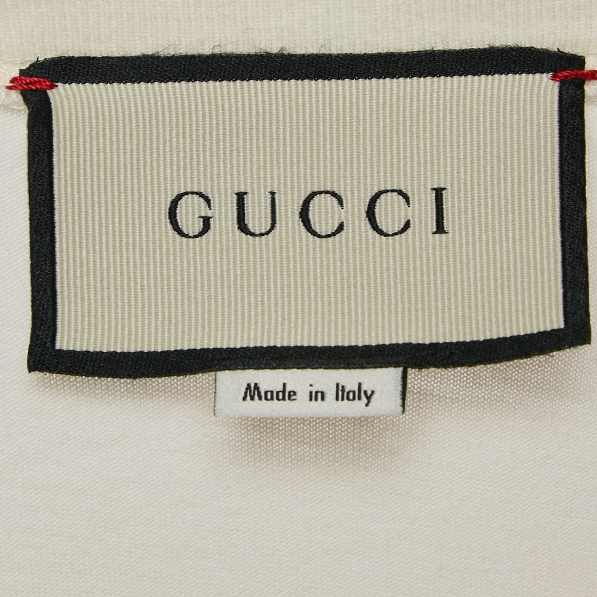 Gucci Cream Logo Print Cotton Jersey T-Shirt XXXS