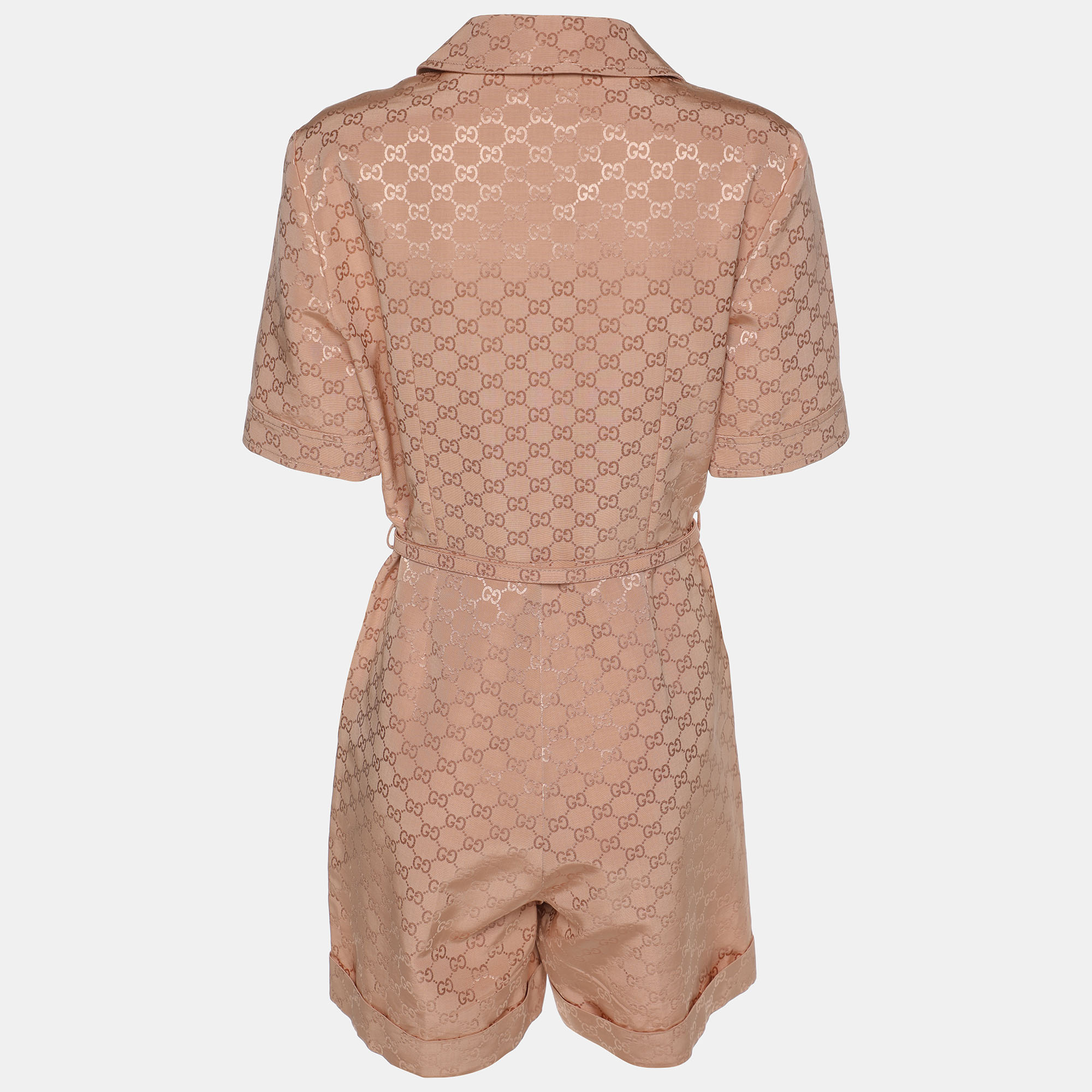 Gucci Pink GG Supreme Cotton Blend Belted Playsuit S