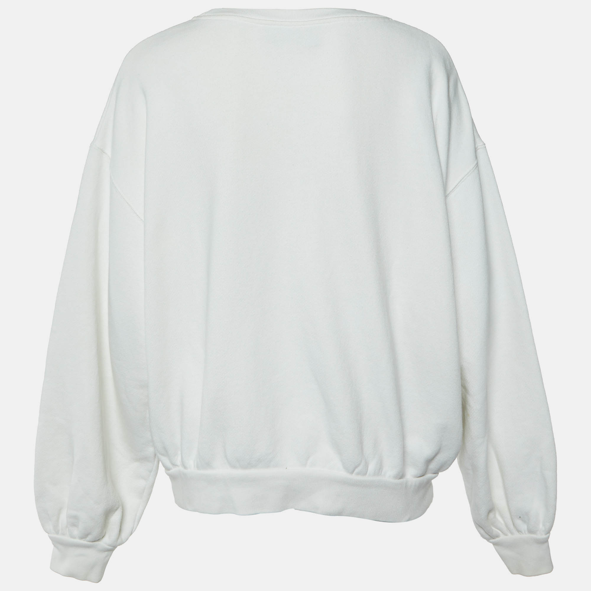 Gucci White Tennis Embroidered Cotton Knit Sweatshirt M