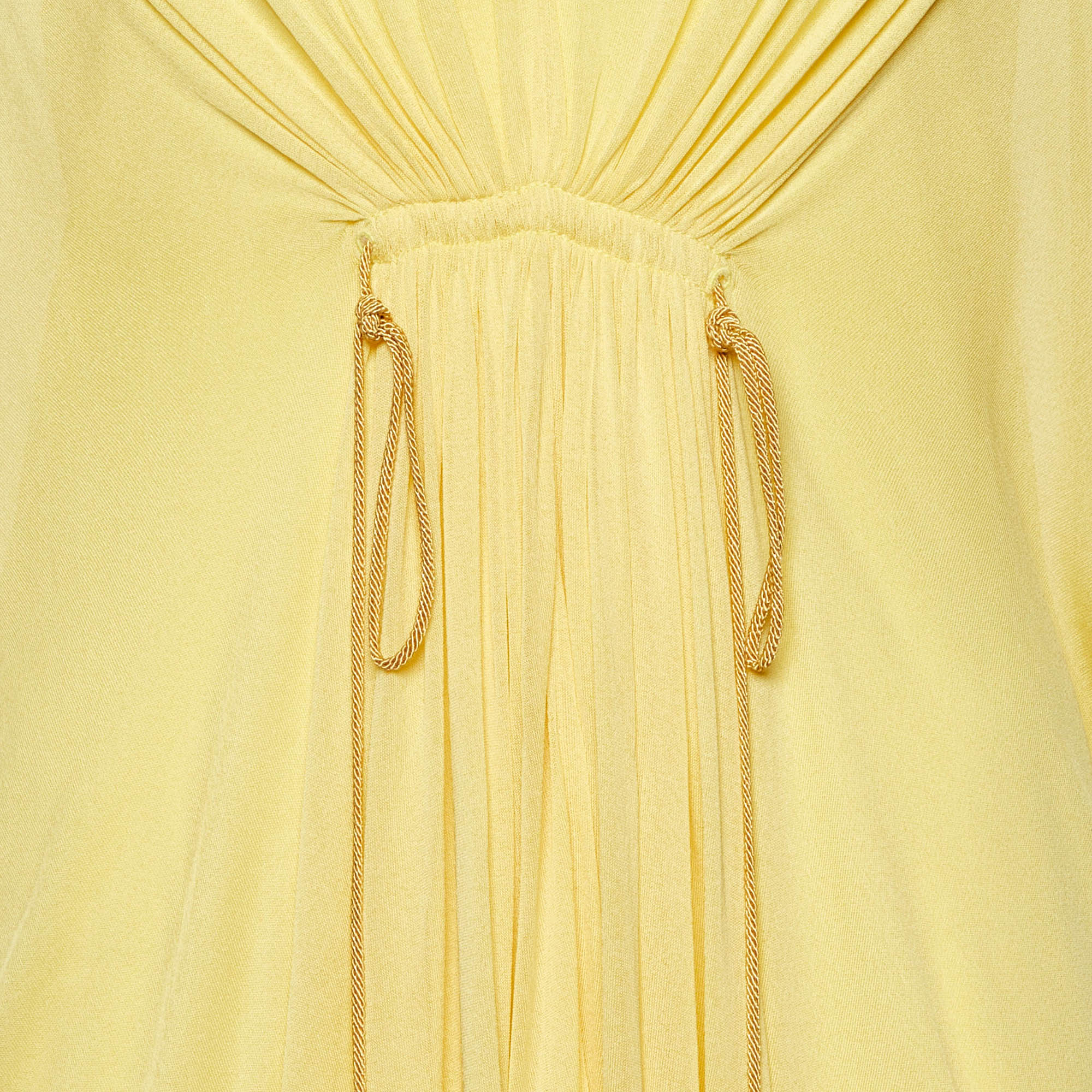 Gucci Yellow Jersey V-Neck Kaftan Dress S