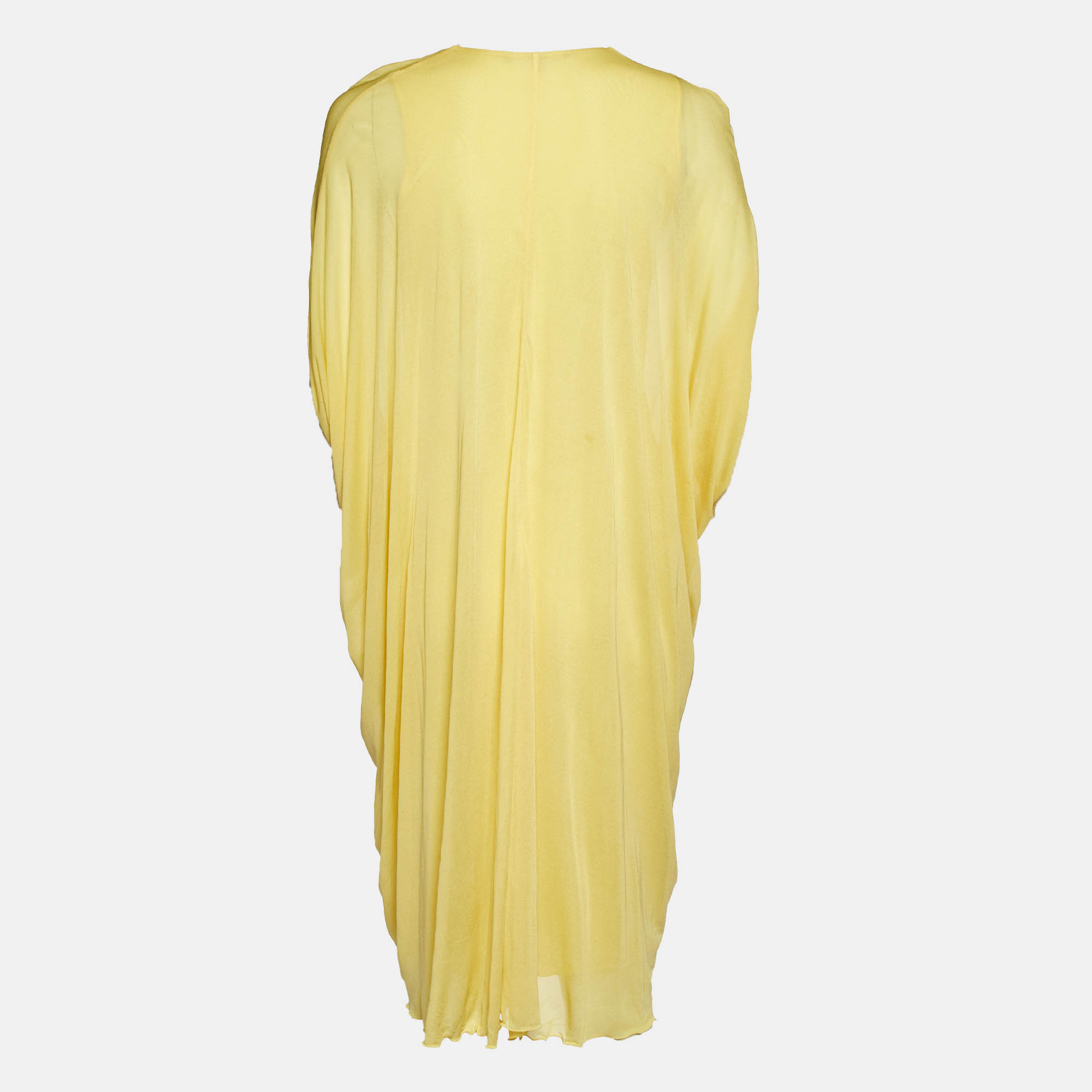 Gucci Yellow Jersey V-Neck Kaftan Dress S