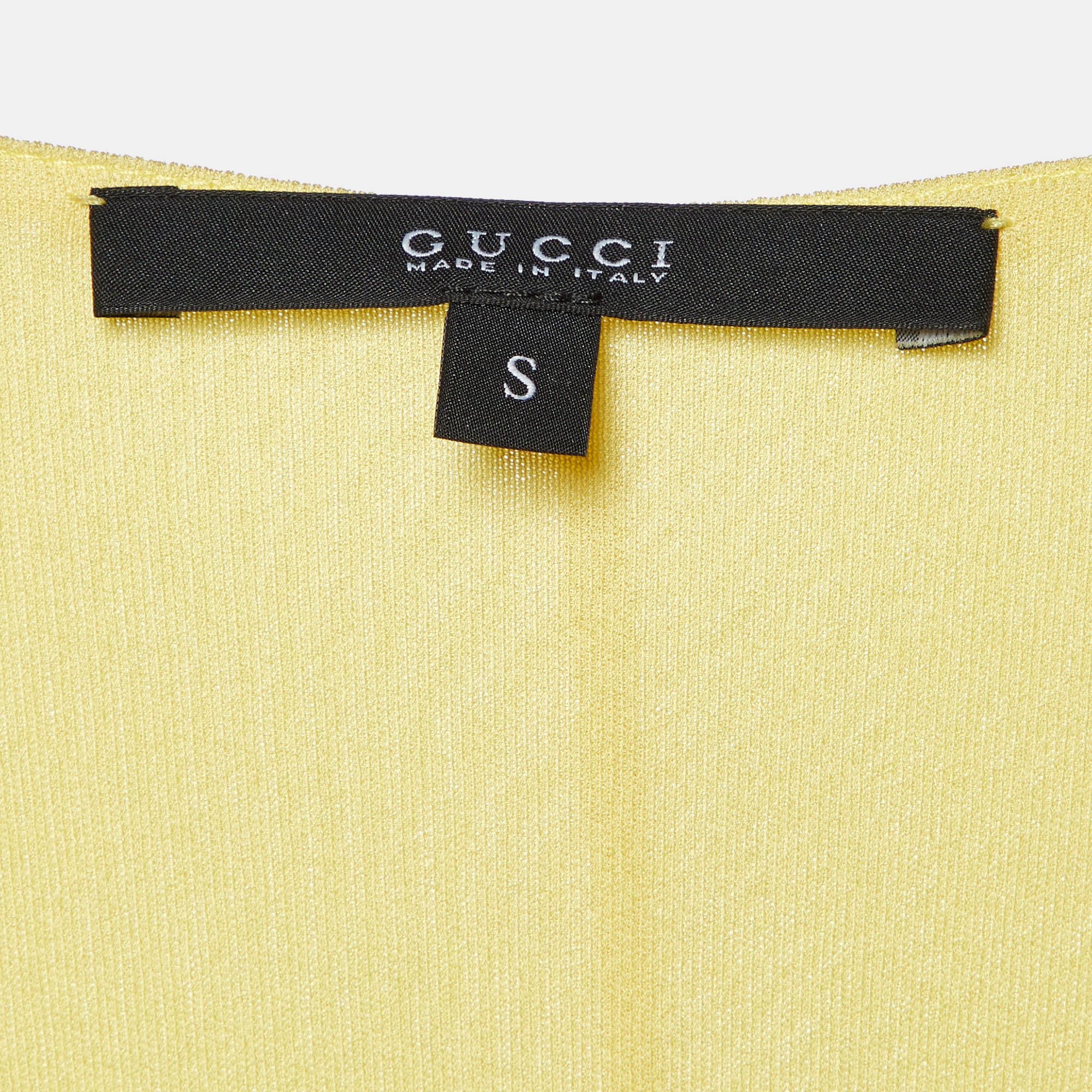 Gucci Yellow Jersey V-Neck Kaftan Dress S