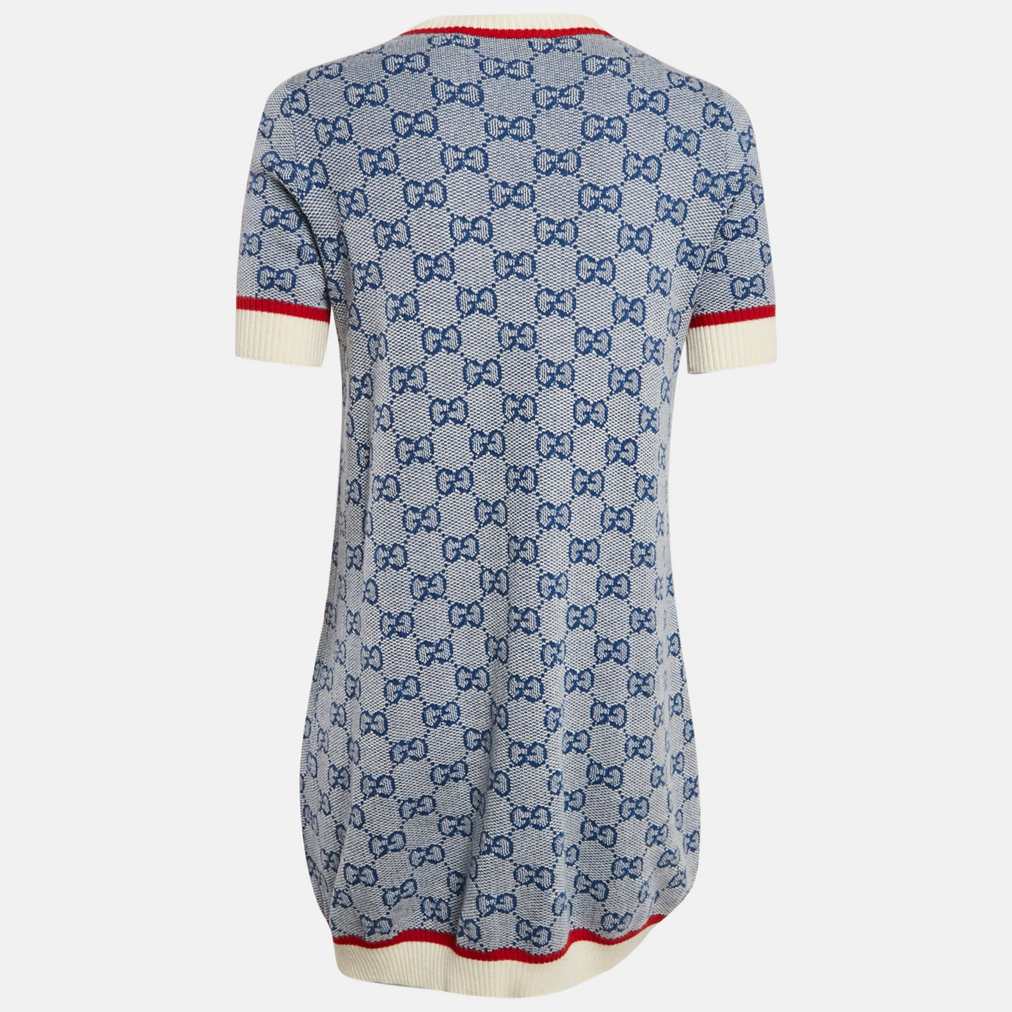 Gucci Blue GG Supreme Jacquard Knit Mini Dress S