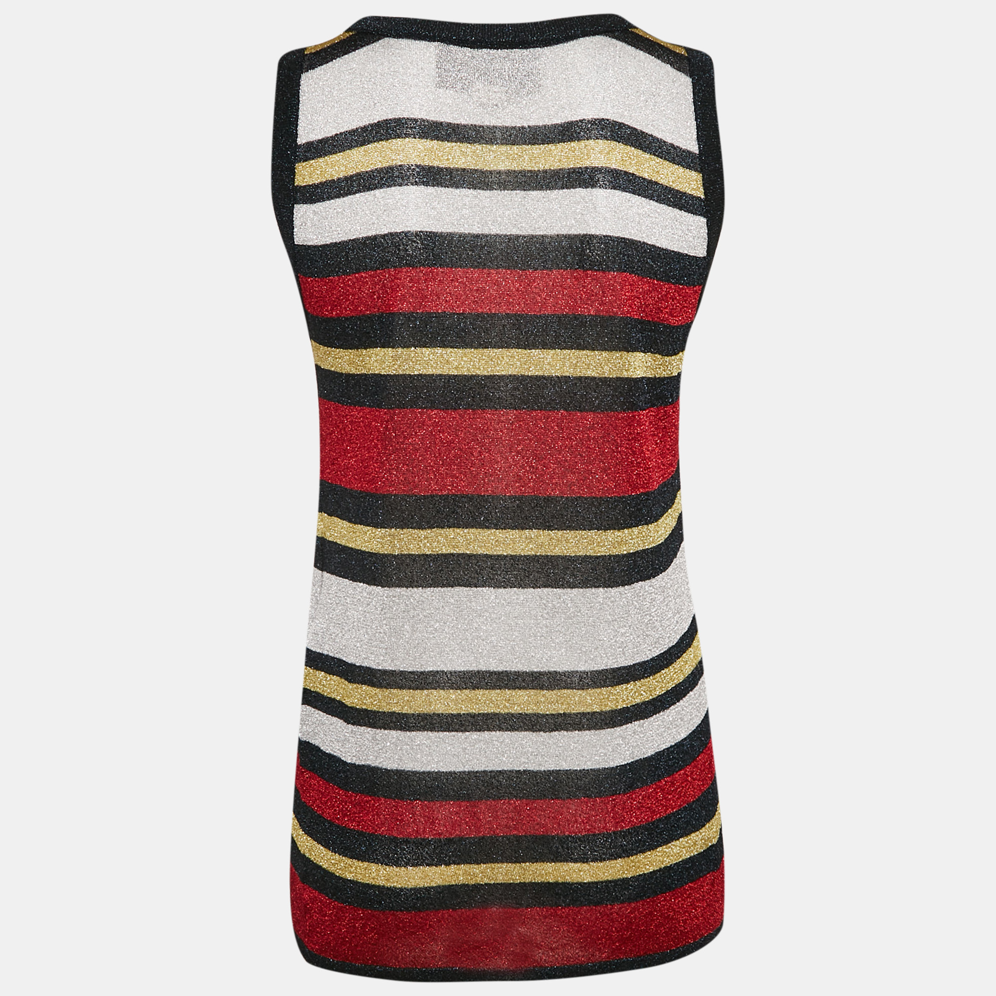 Gucci Multicolor Strip Lurex Knit Sleeveless Top S