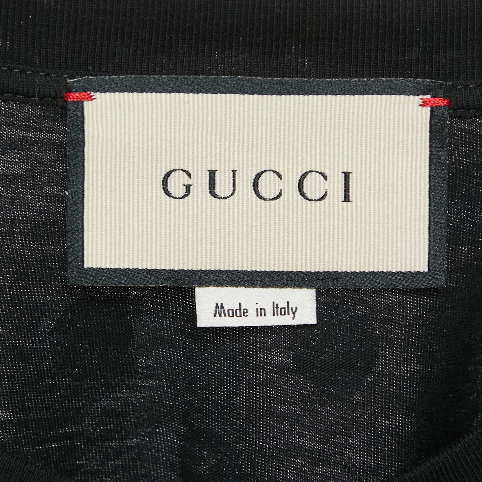 Gucci Black Vintage Logo And Polka-Dots Print Jersey T-Shirt XS