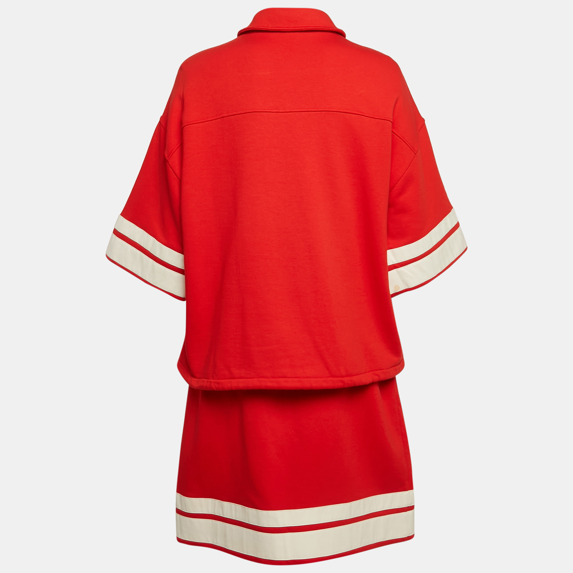 Gucci Red Round Interlocking Applique Jersey Skirt And Jacket Set L