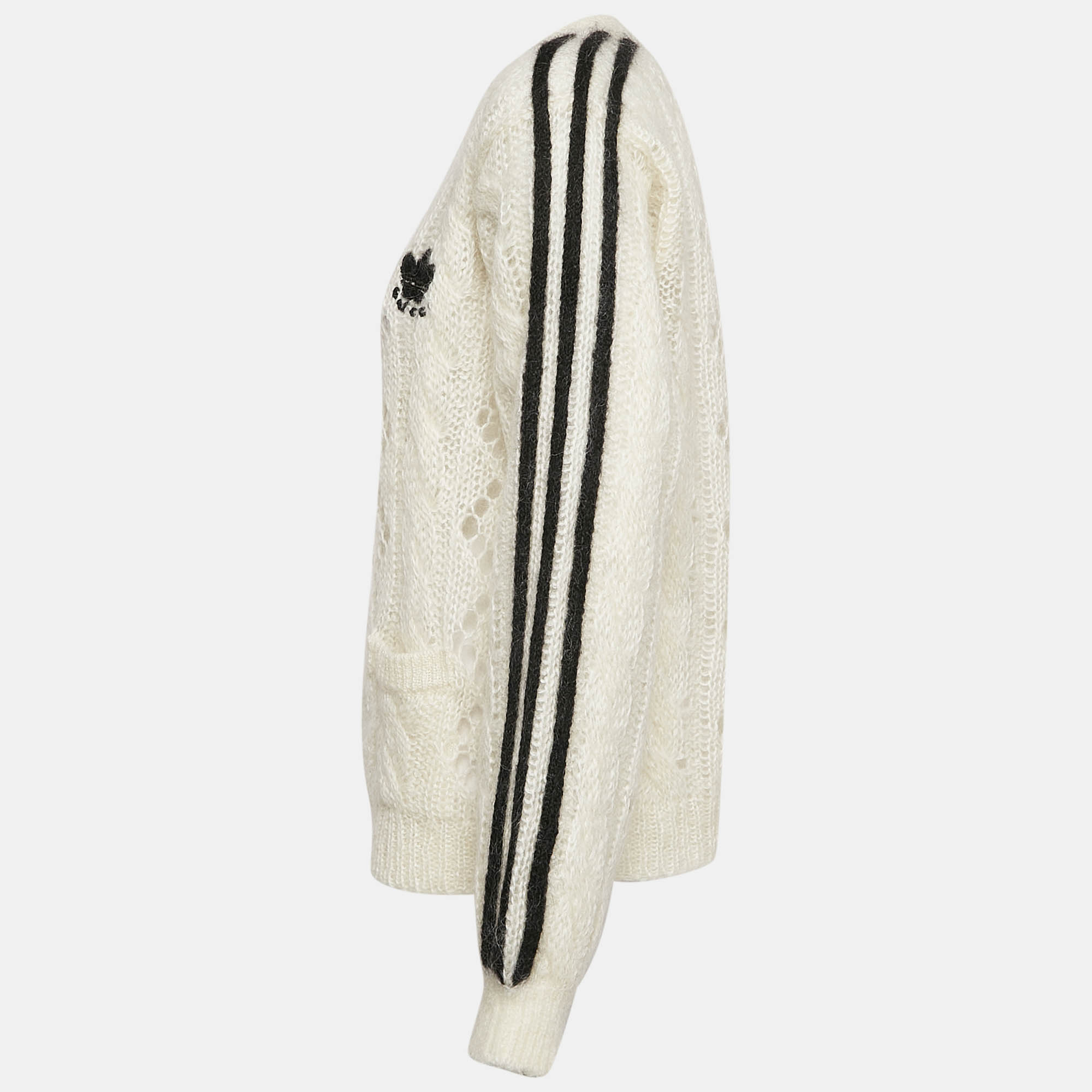 Gucci X Adidas Ivory Mohair Knit Button Front Cardigan L