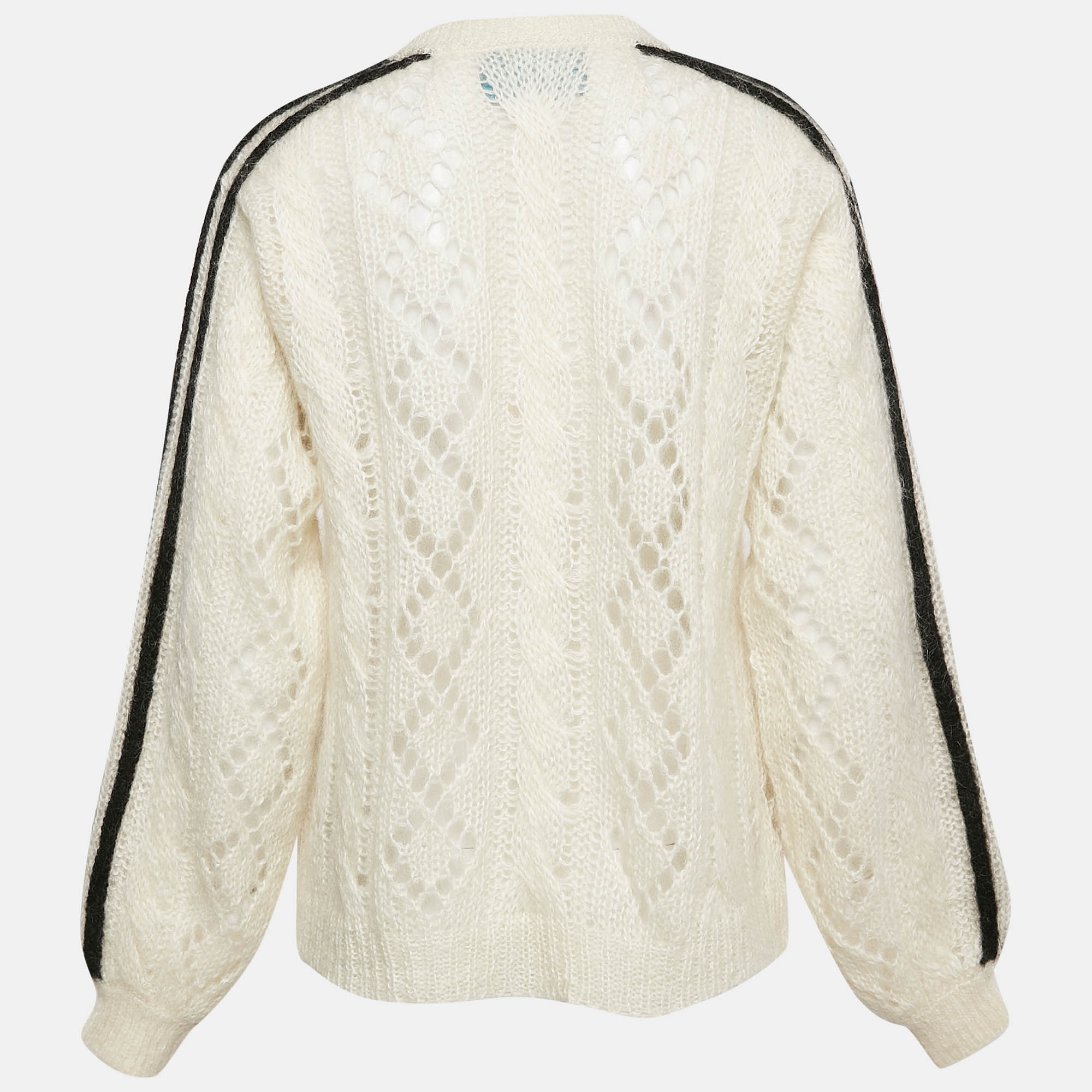 Gucci X Adidas Ivory Mohair Knit Button Front Cardigan L