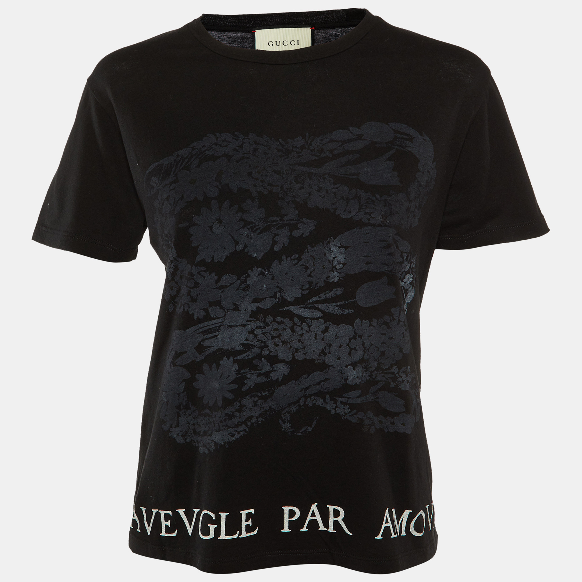 Gucci Black Printed Cotton Knit T-Shirt XS